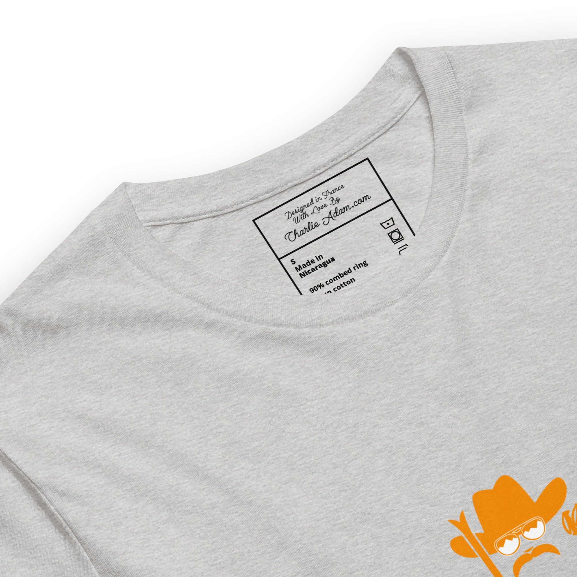 T-shirt en coton unisexe Skiing Cowboy (face) & Ski Fight at OK Corral Outline (dos) sur couleurs chinées claires