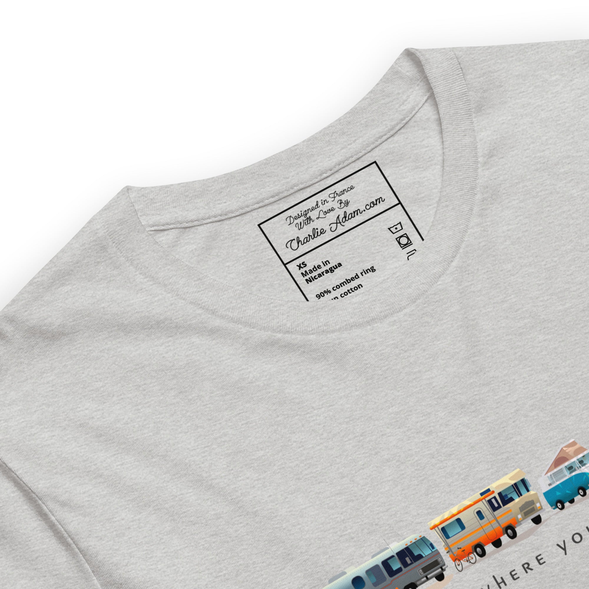T-shirt en coton unisexe Vintage Campers sur couleurs chinées claires