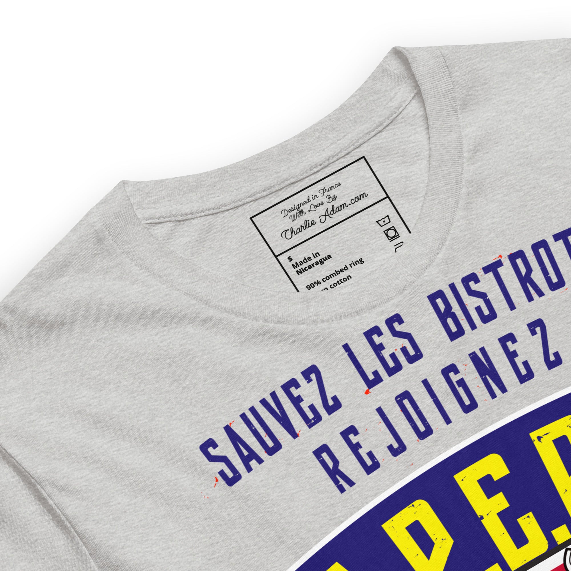 Unisex cotton t-shirt Sauvez les Bistrots, rejoignez l'Apéro on light heather colors