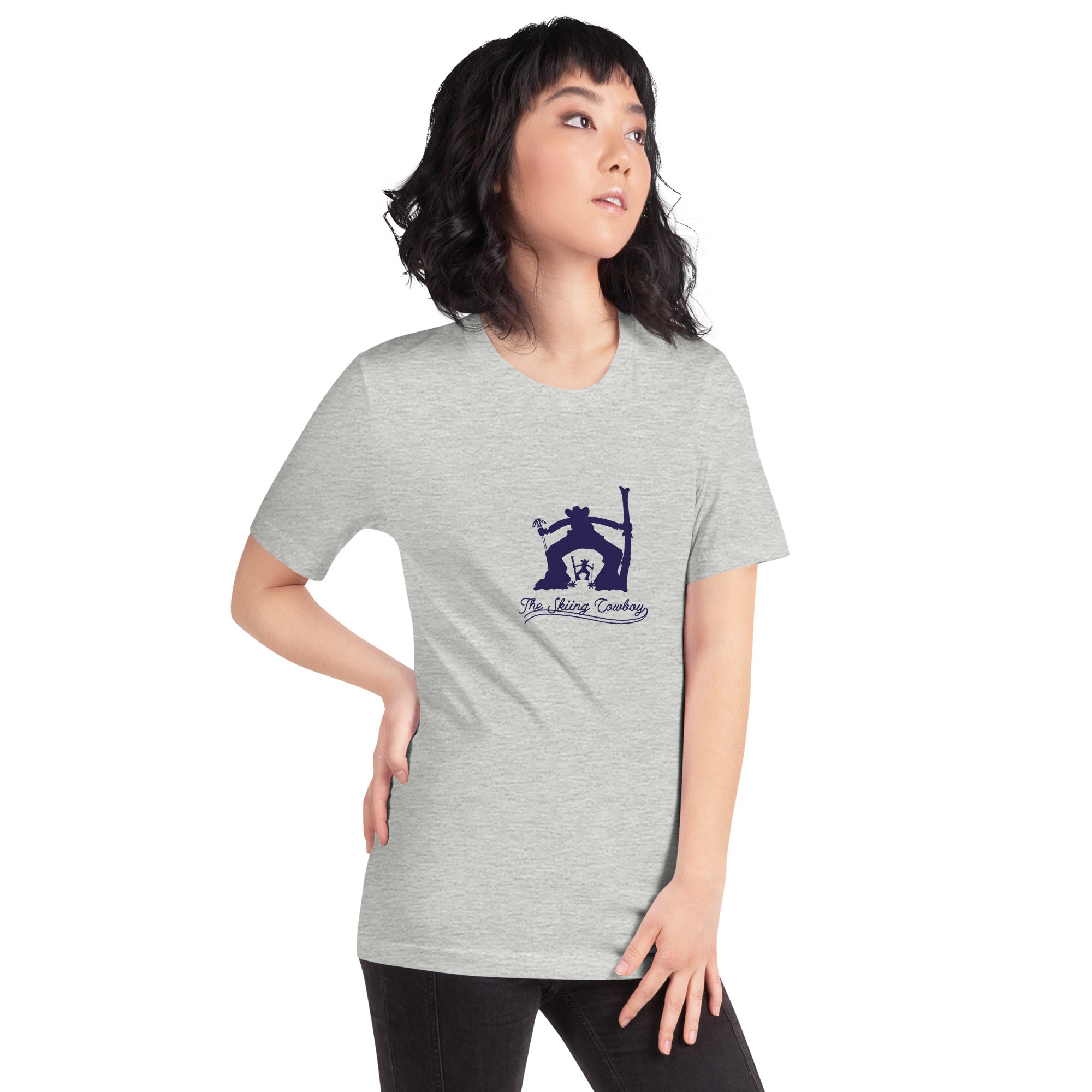 T-shirt en coton unisexe Ski Fight at OK Corral Silhouette sur couleurs chinées claires