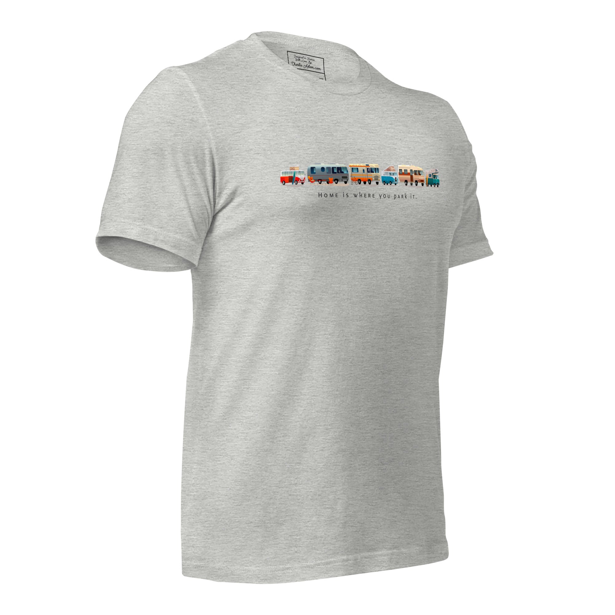T-shirt en coton unisexe Vintage Campers sur couleurs chinées claires