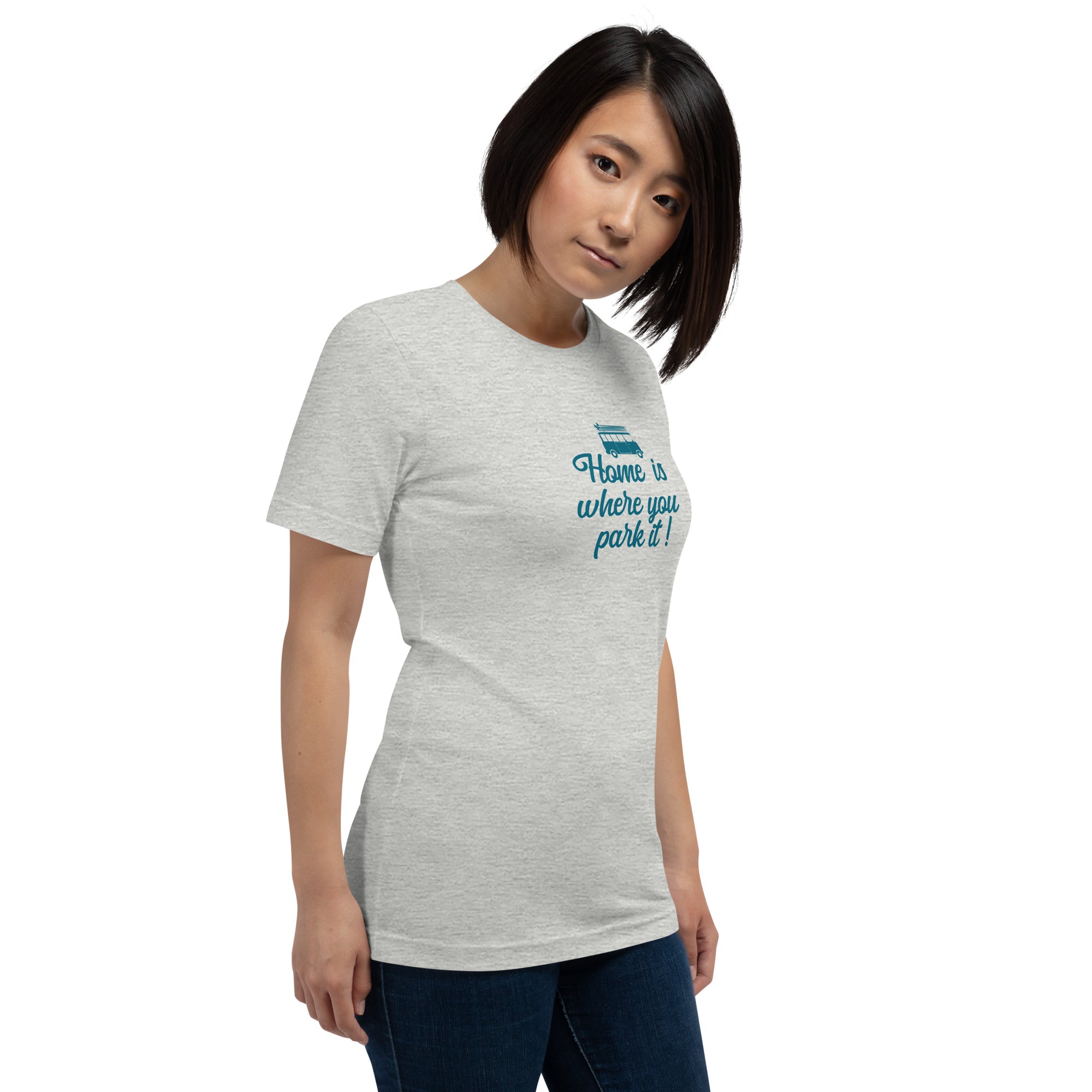 T-shirt en coton unisexe Blue Surf Combi sur couleurs chinées claires