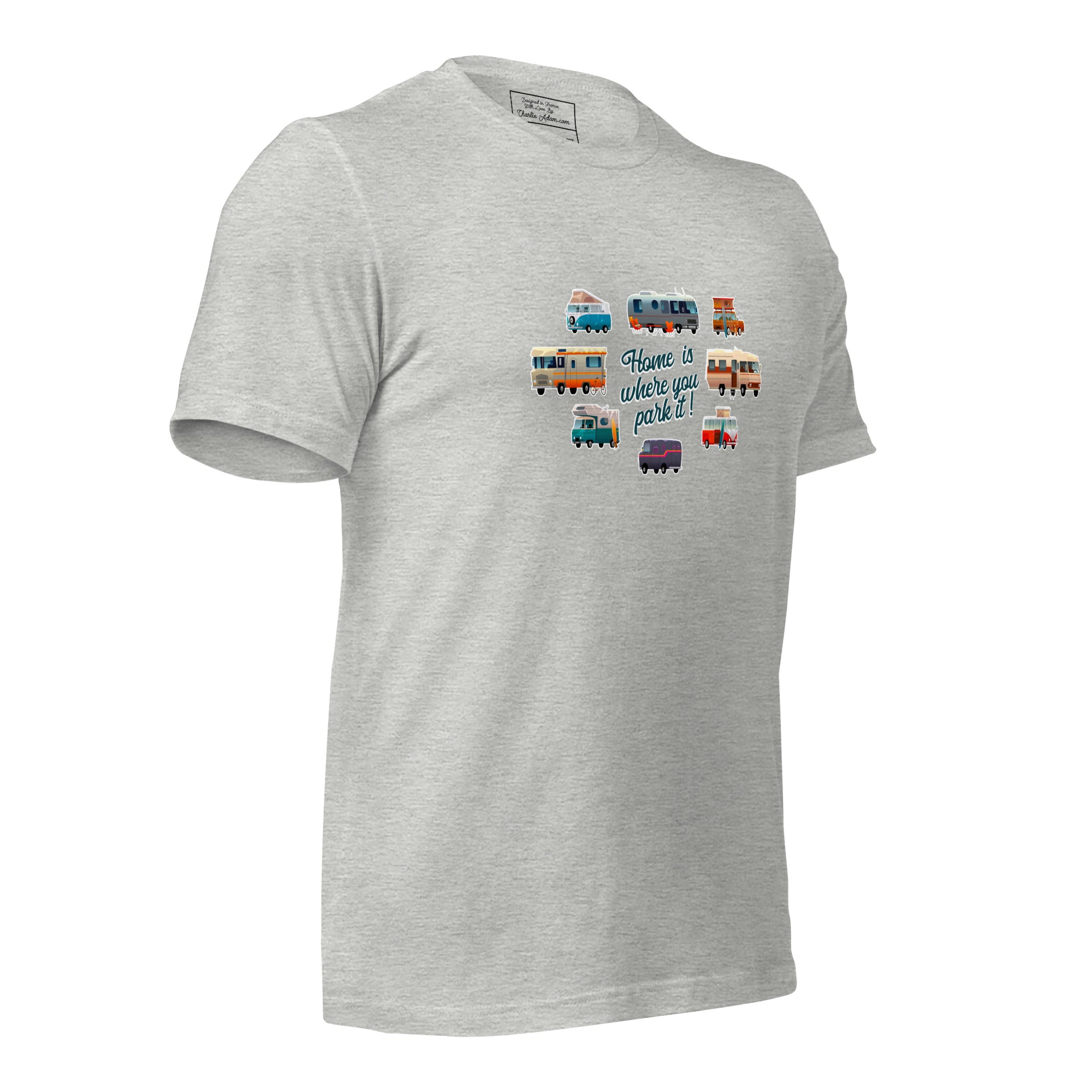 T-shirt en coton unisexe Square Vintage Campers sur couleurs chinées claires
