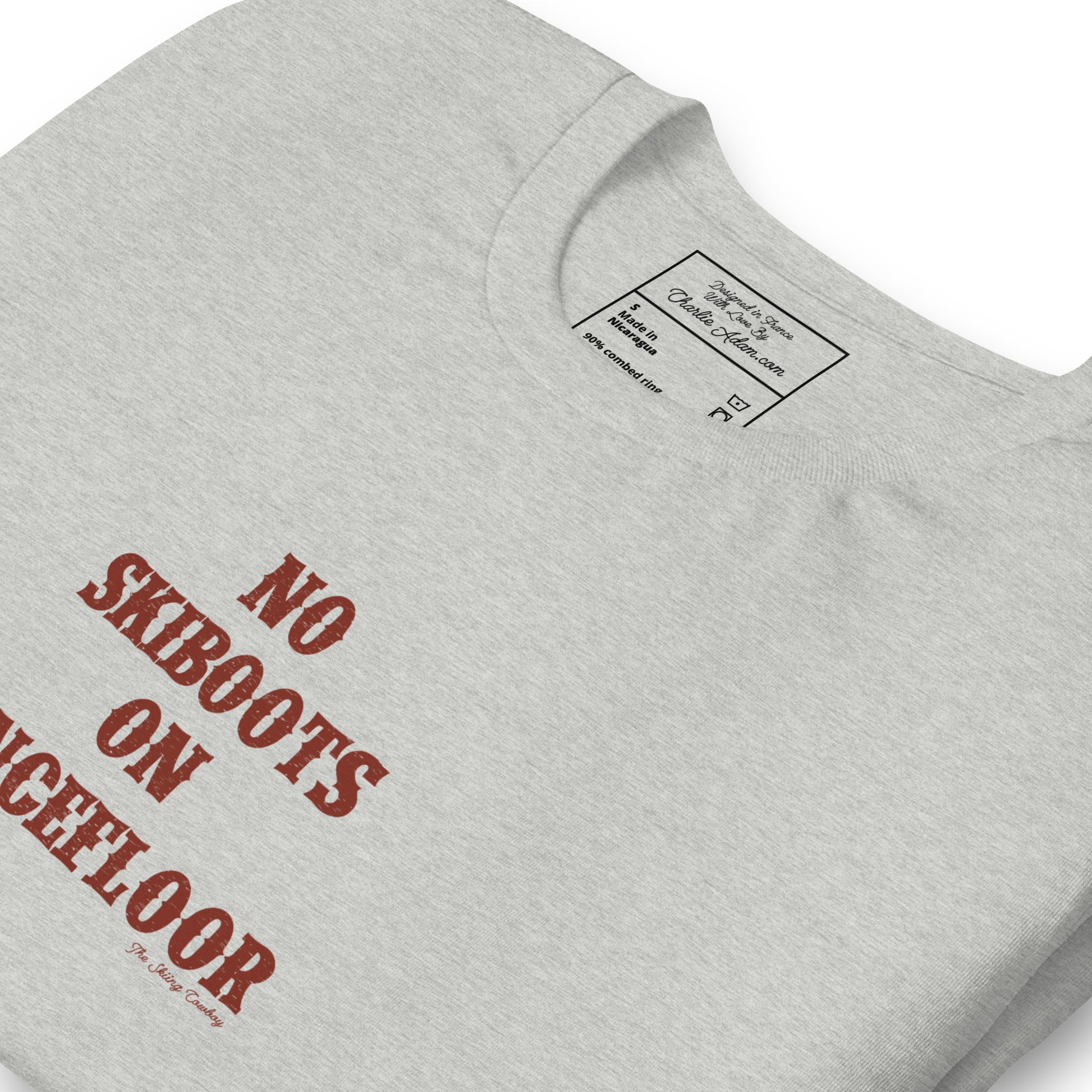 T-shirt en coton unisexe No Skiboots on Dancefloor sur couleurs chinées claires