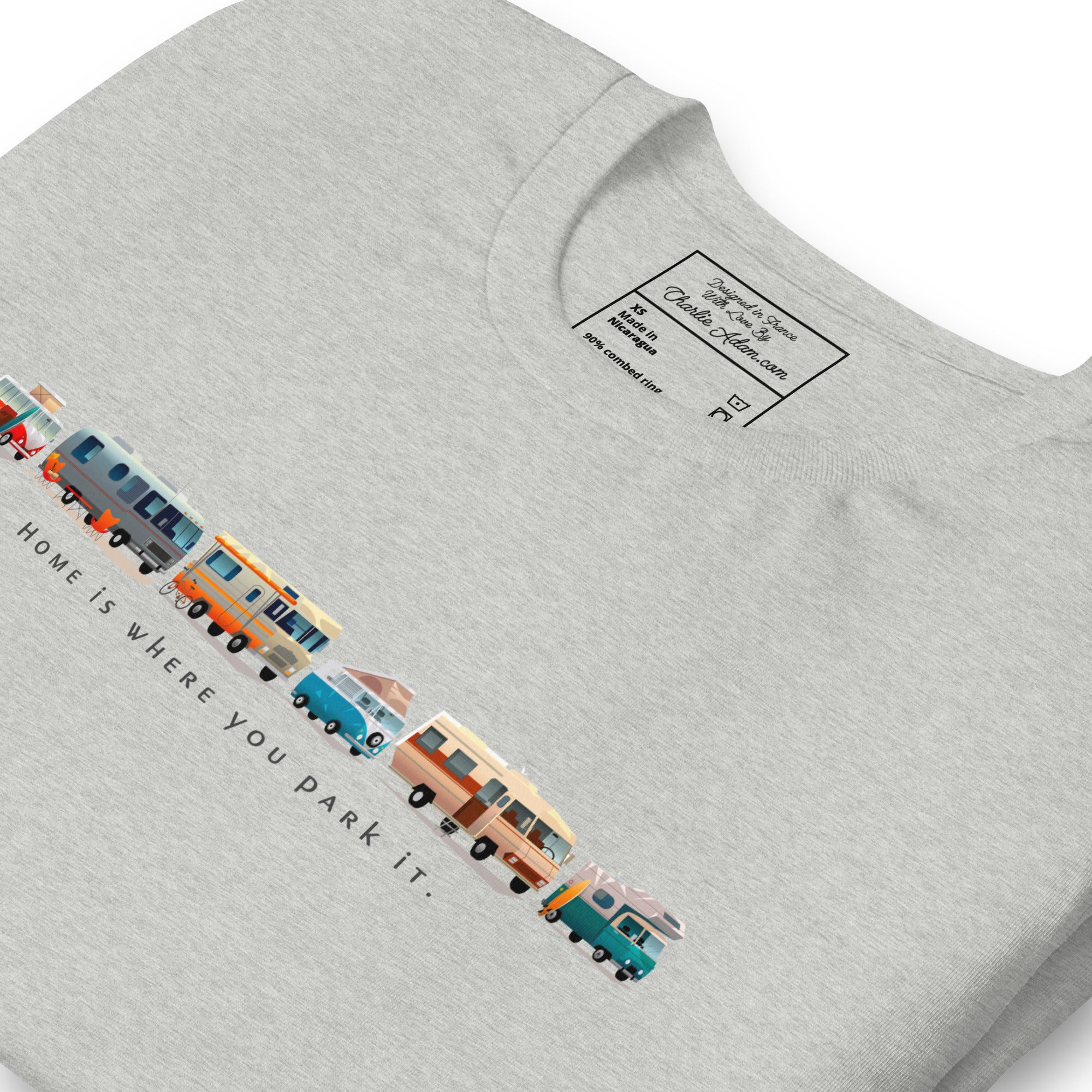 T-shirt en coton unisexe Vintage Campers sur couleurs chinées claires