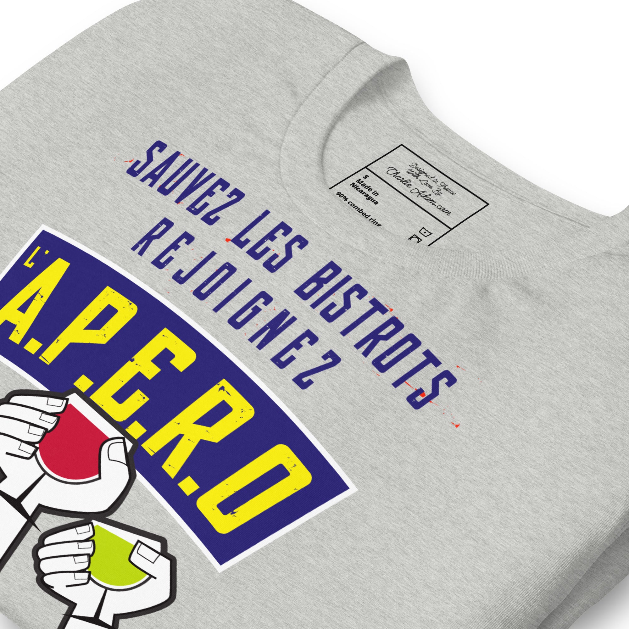 Unisex cotton t-shirt Sauvez les Bistrots, rejoignez l'Apéro on light heather colors