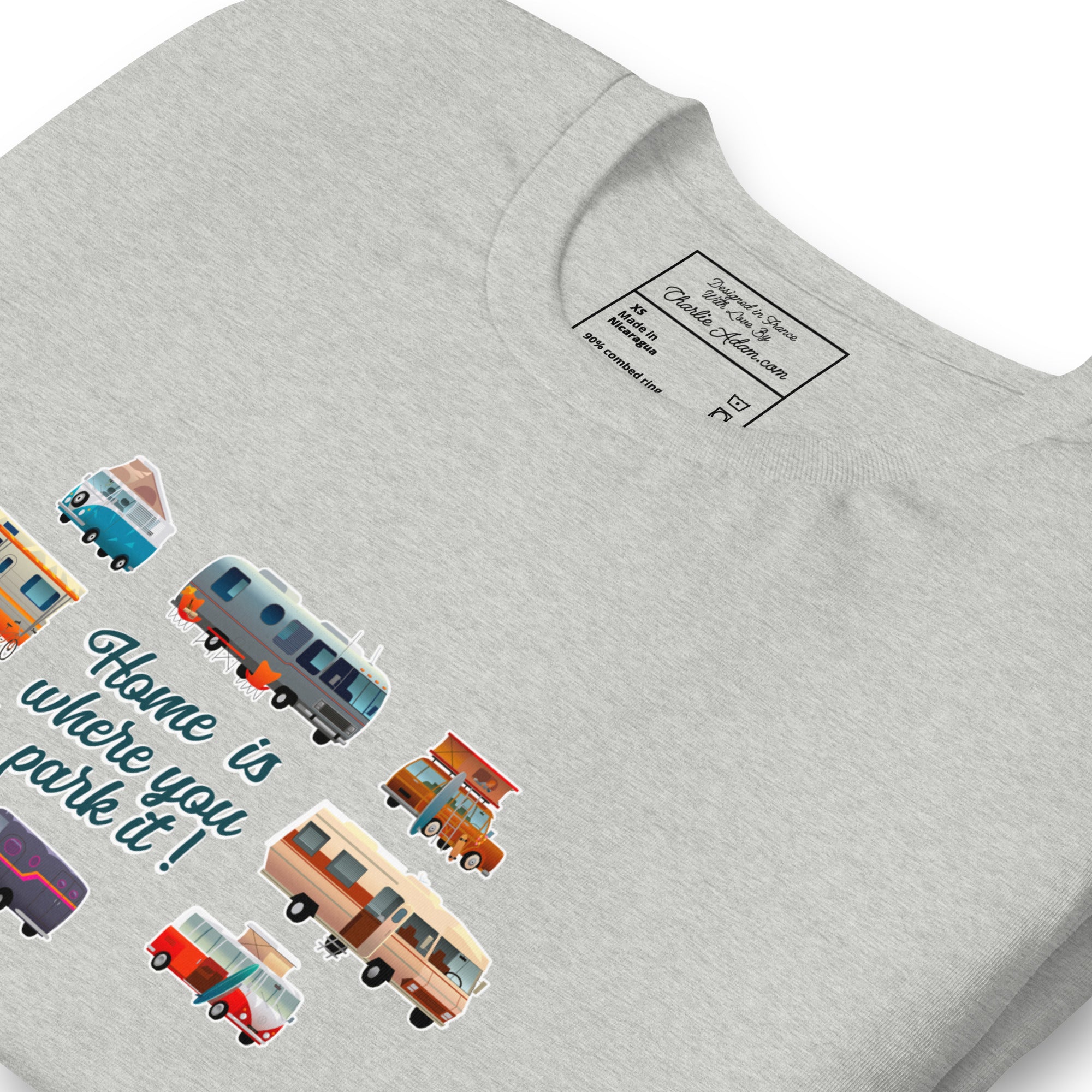 T-shirt en coton unisexe Square Vintage Campers sur couleurs chinées claires