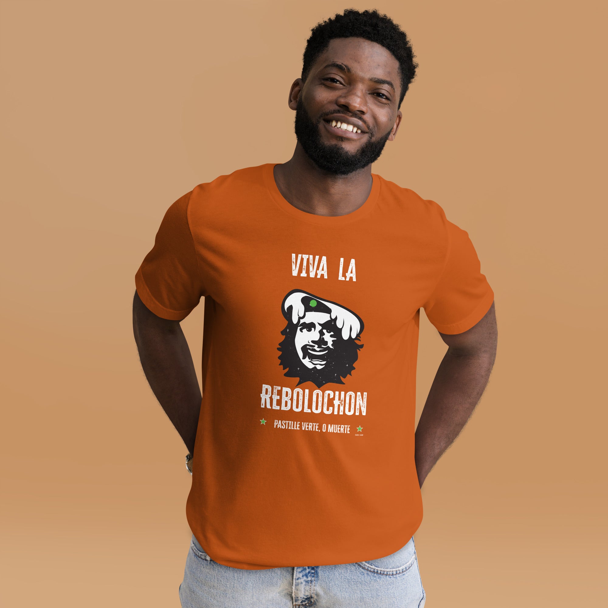 T-shirt en coton unisexe Viva la Rebolochon sur couleurs vives
