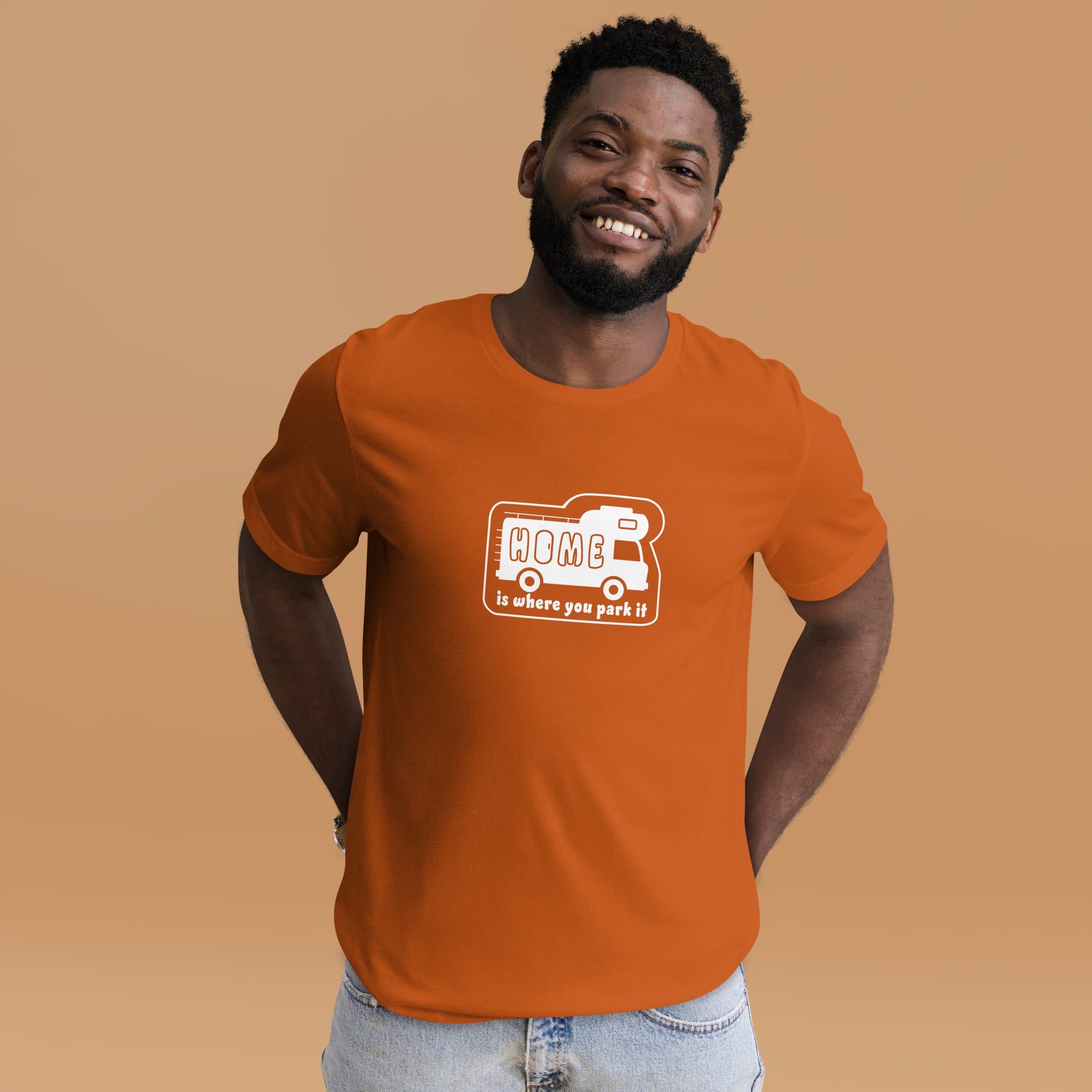 Unisex cotton t-shirt Bold Camper Van on bright colors