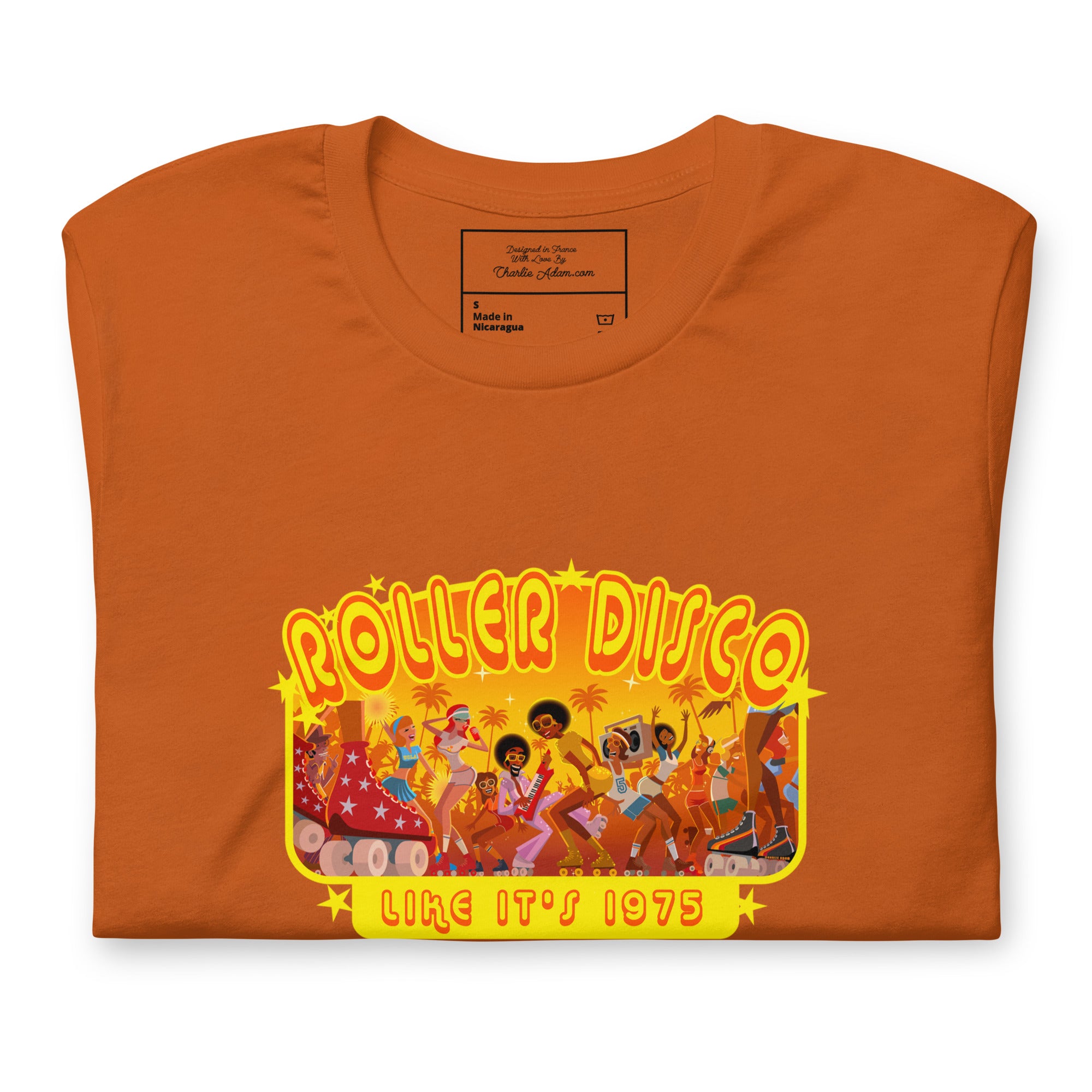 T-shirt en coton unisexe Roller Disco 1975 sur couleurs vives