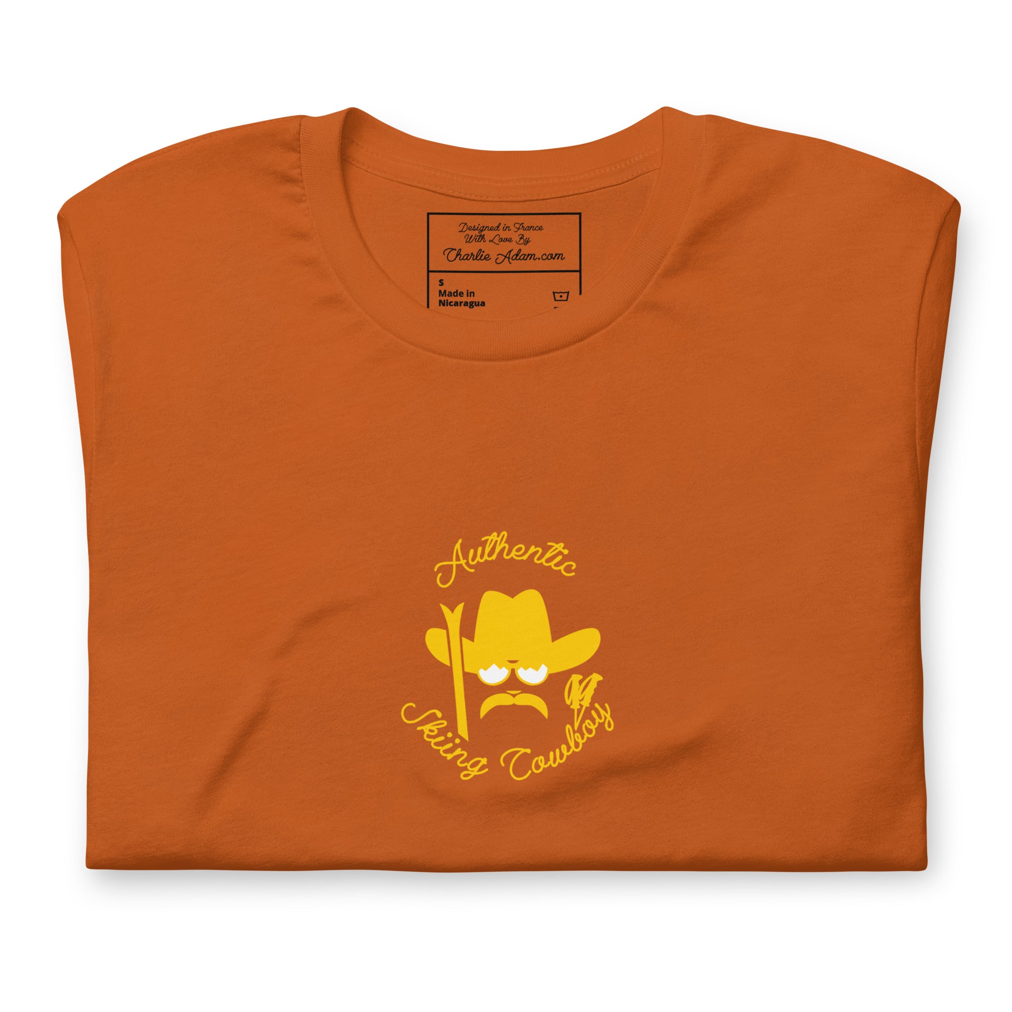 Unisex t-shirt Authentic Skiing Cowboy on bright colors
