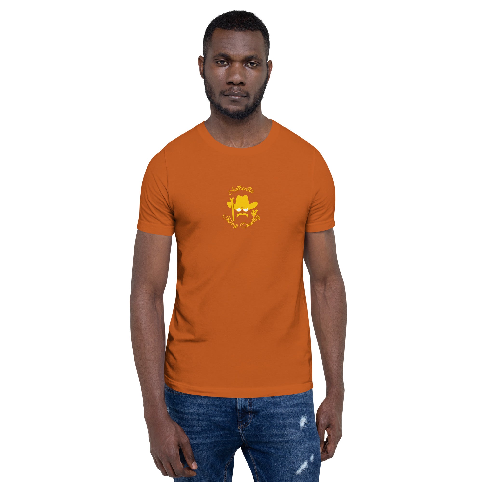 Unisex t-shirt Authentic Skiing Cowboy on bright colors
