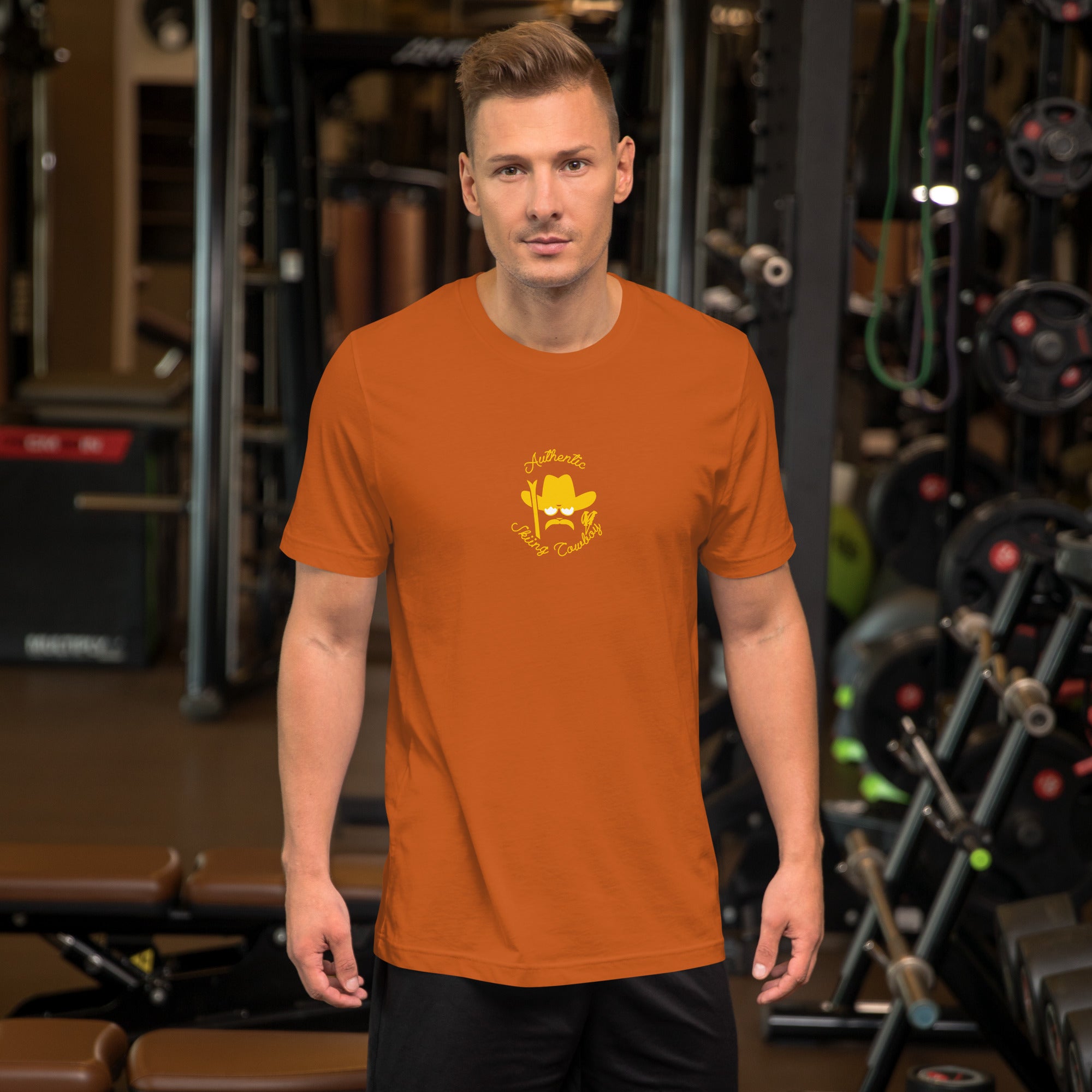 Unisex t-shirt Authentic Skiing Cowboy on bright colors