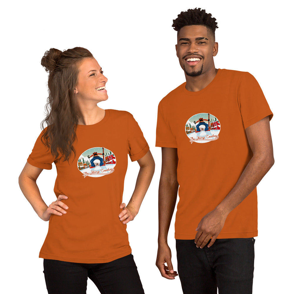 T-shirt en coton unisexe Ski Fight at OK Corral sur couleurs vives