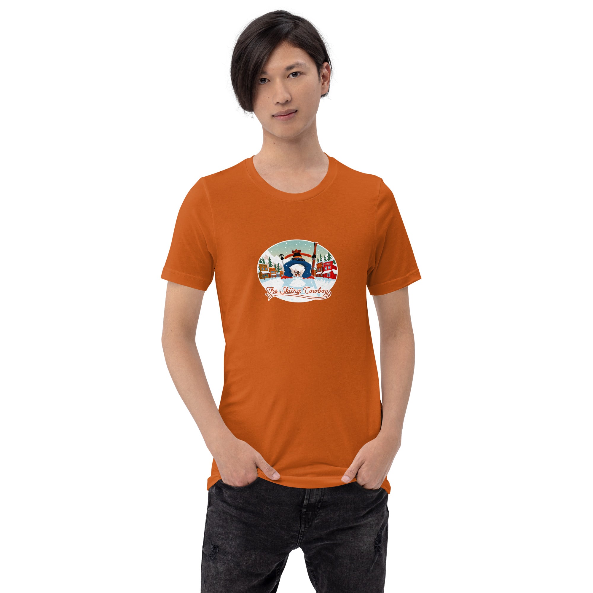 T-shirt en coton unisexe Ski Fight at OK Corral sur couleurs vives