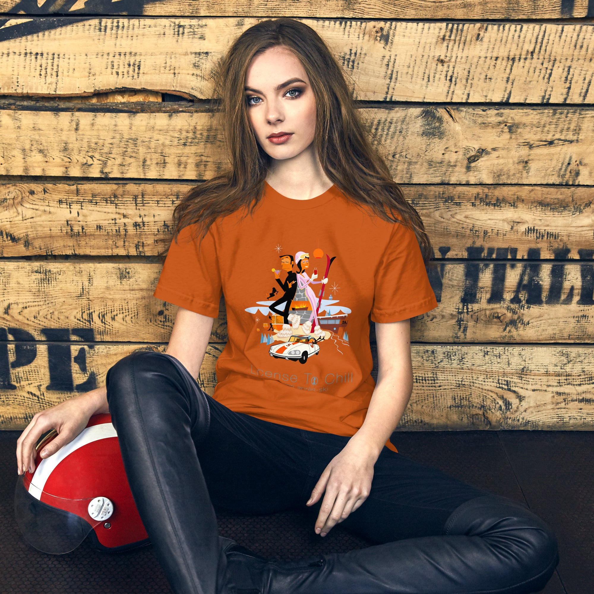 Unisex cotton t-shirt License to Chill Mission Après-Ski on bright colors