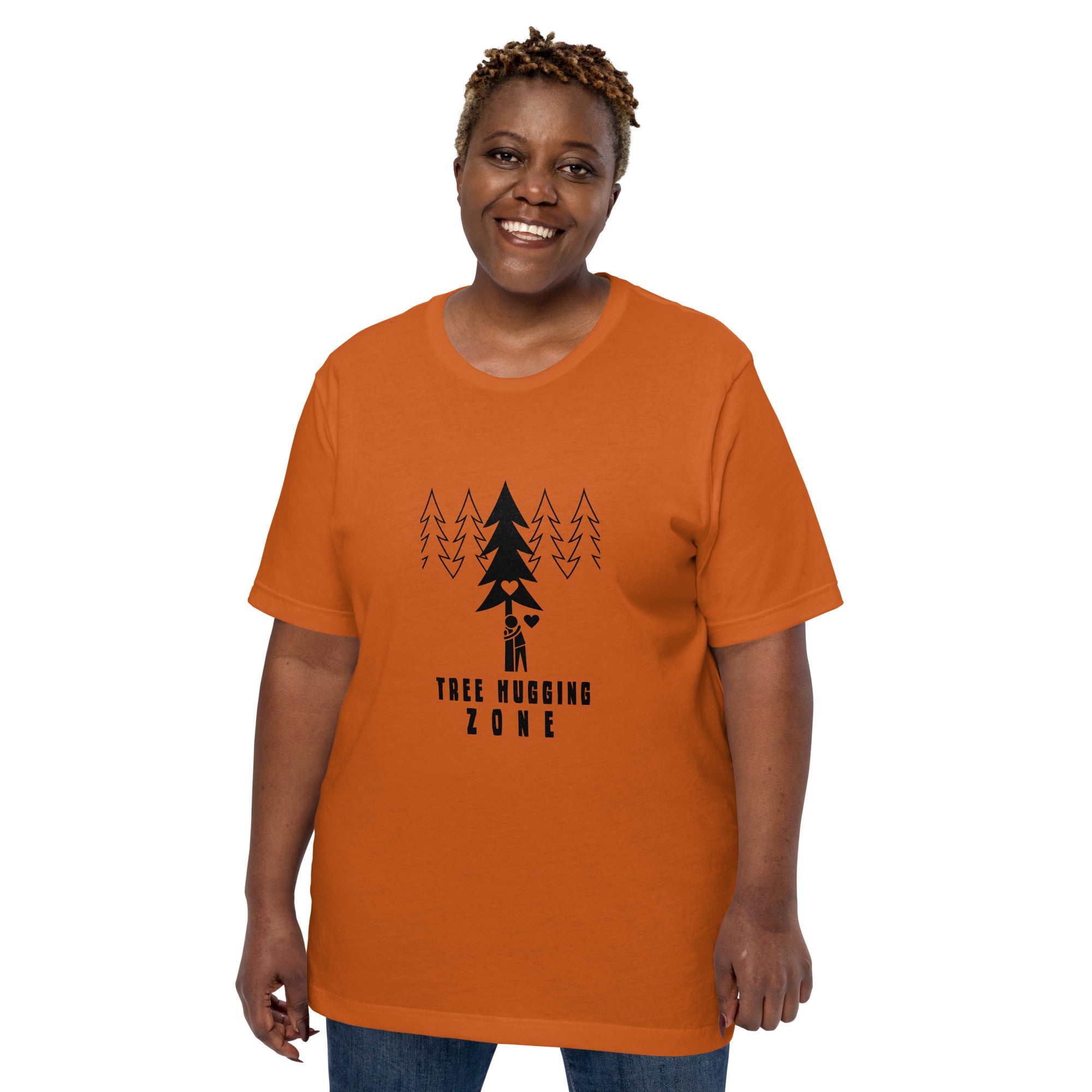Unisex cotton t-shirt Tree hugging zone on bright colors