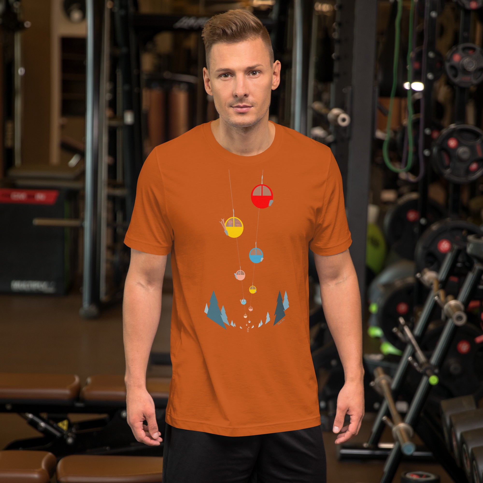 T-shirt en coton unisexe Gondolas in the mist sur couleurs vives