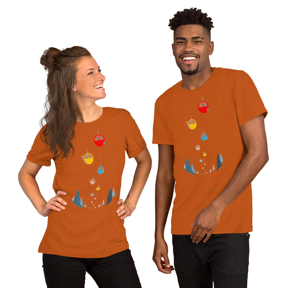 T-shirt en coton unisexe Gondolas in the mist sur couleurs vives