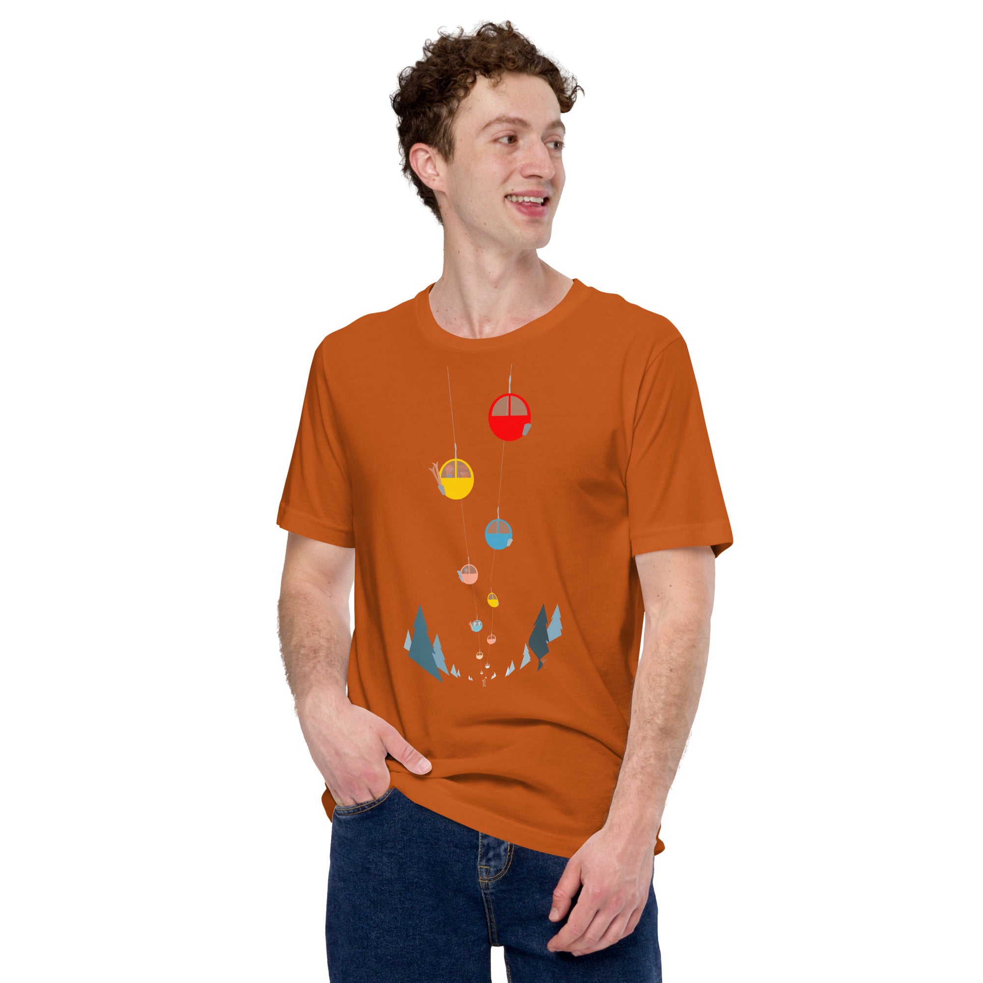 T-shirt en coton unisexe Gondolas in the mist sur couleurs vives