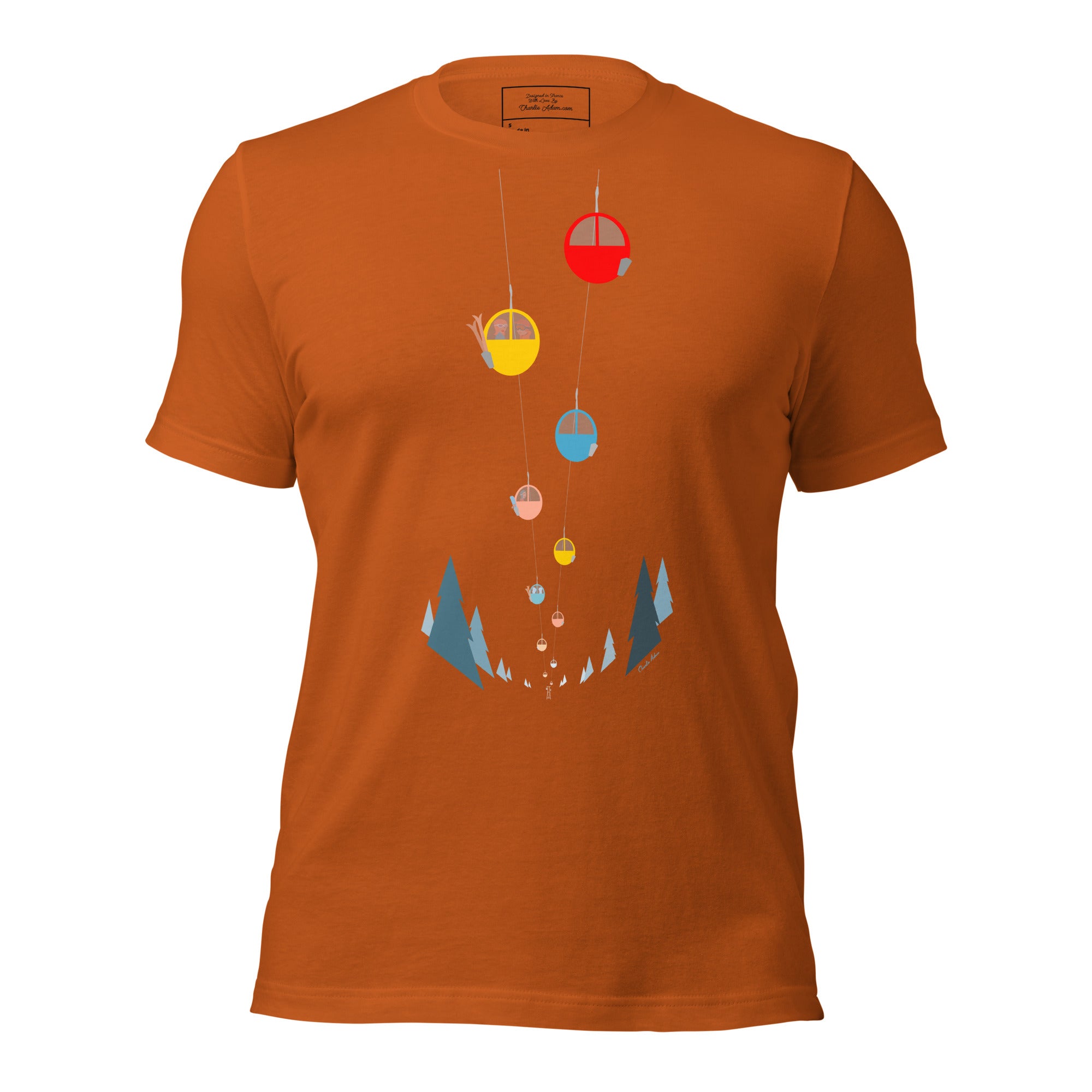T-shirt en coton unisexe Gondolas in the mist sur couleurs vives