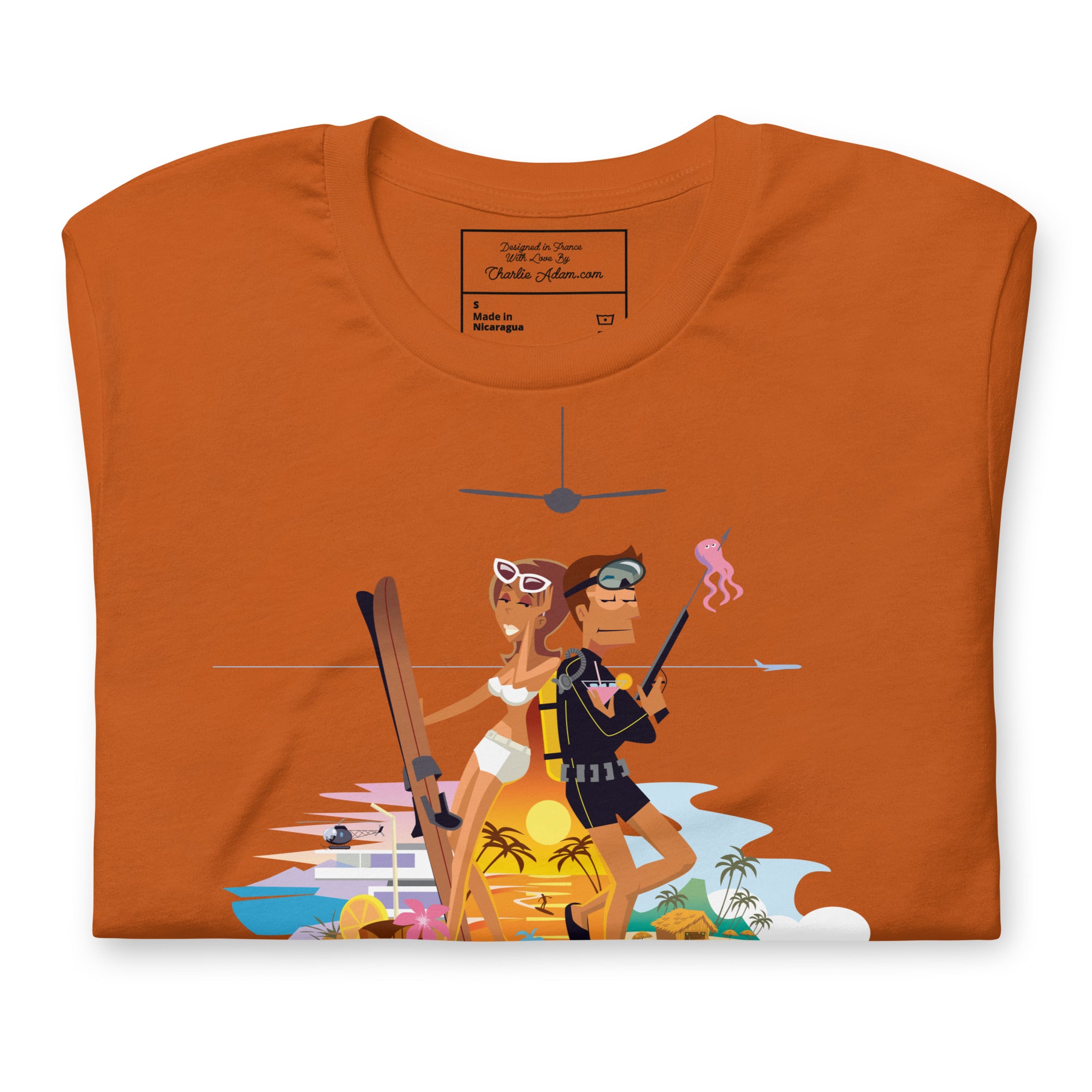 Unisex cotton t-shirt License to Chill Vamos a la Playa on bright colors