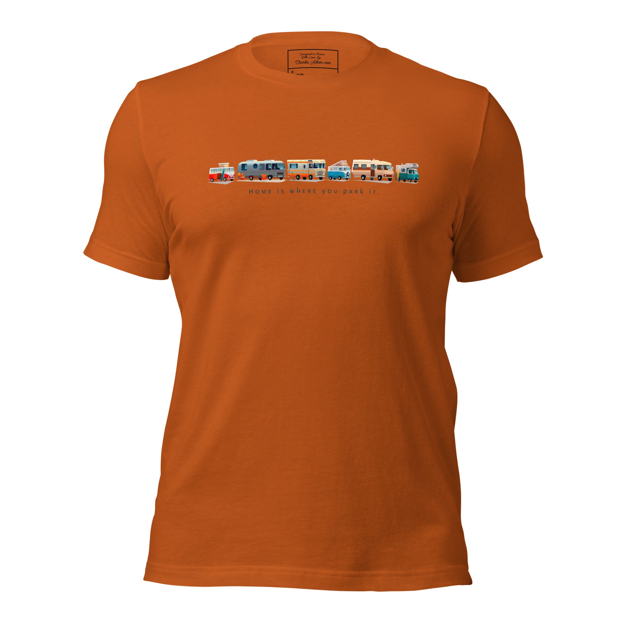 Unisex cotton t-shirt Vintage Campers on bright colors