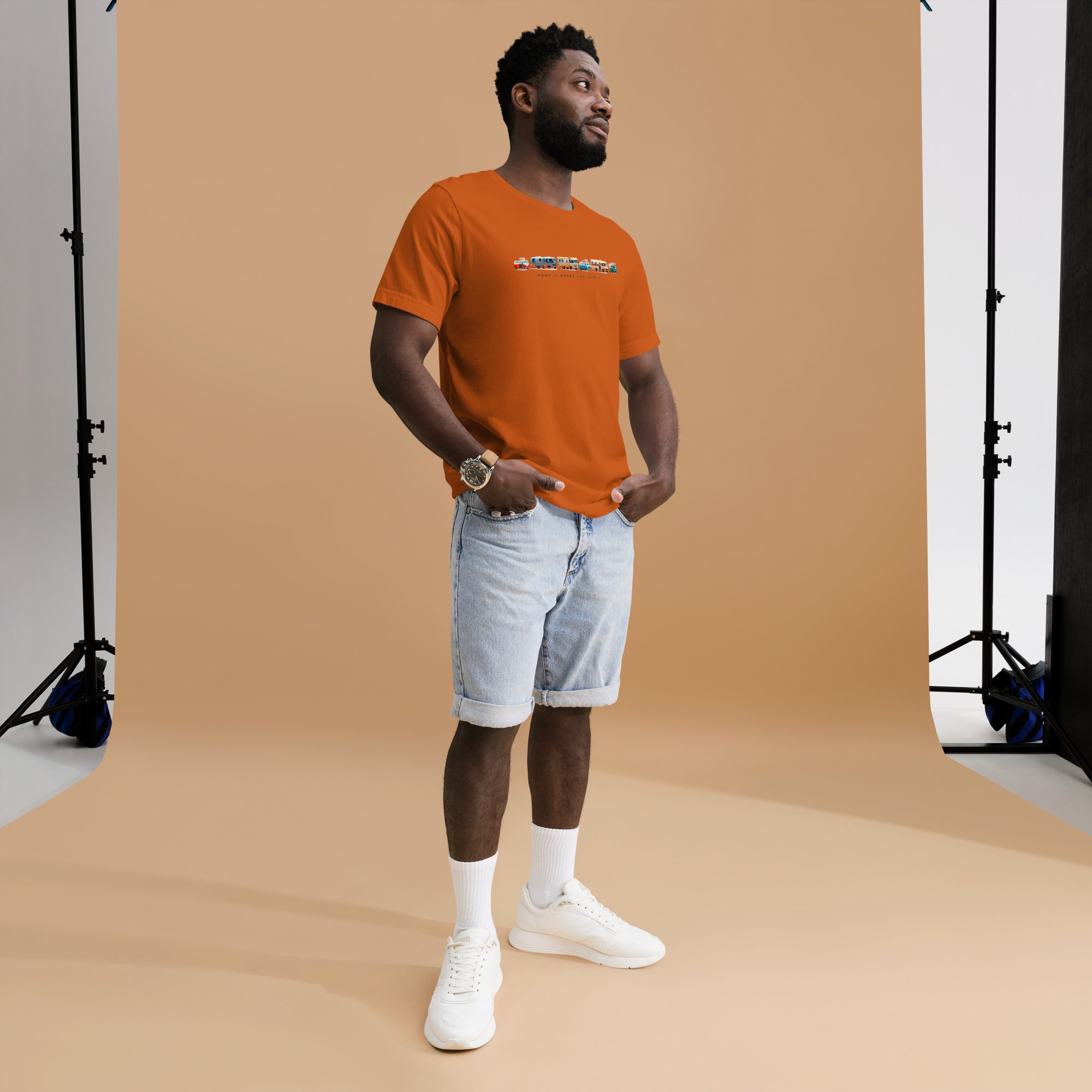 Unisex cotton t-shirt Vintage Campers on bright colors