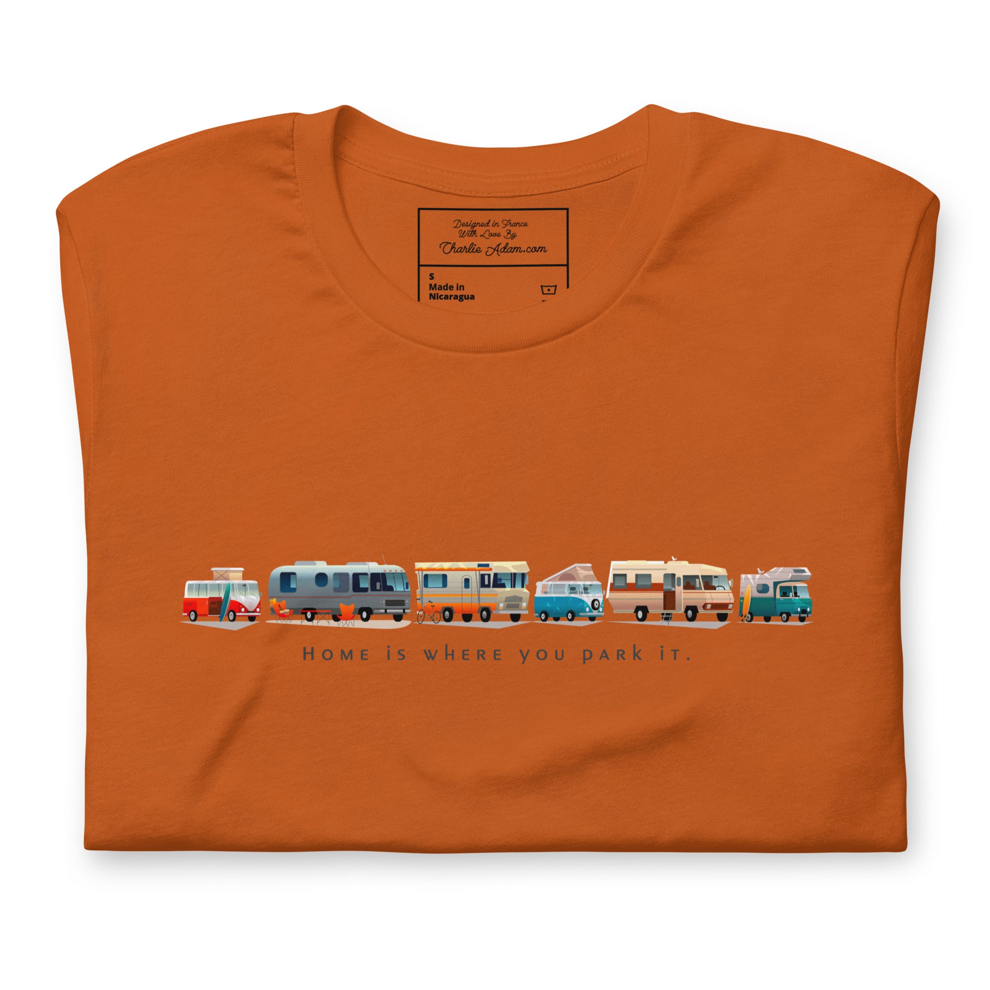 Unisex cotton t-shirt Vintage Campers on bright colors