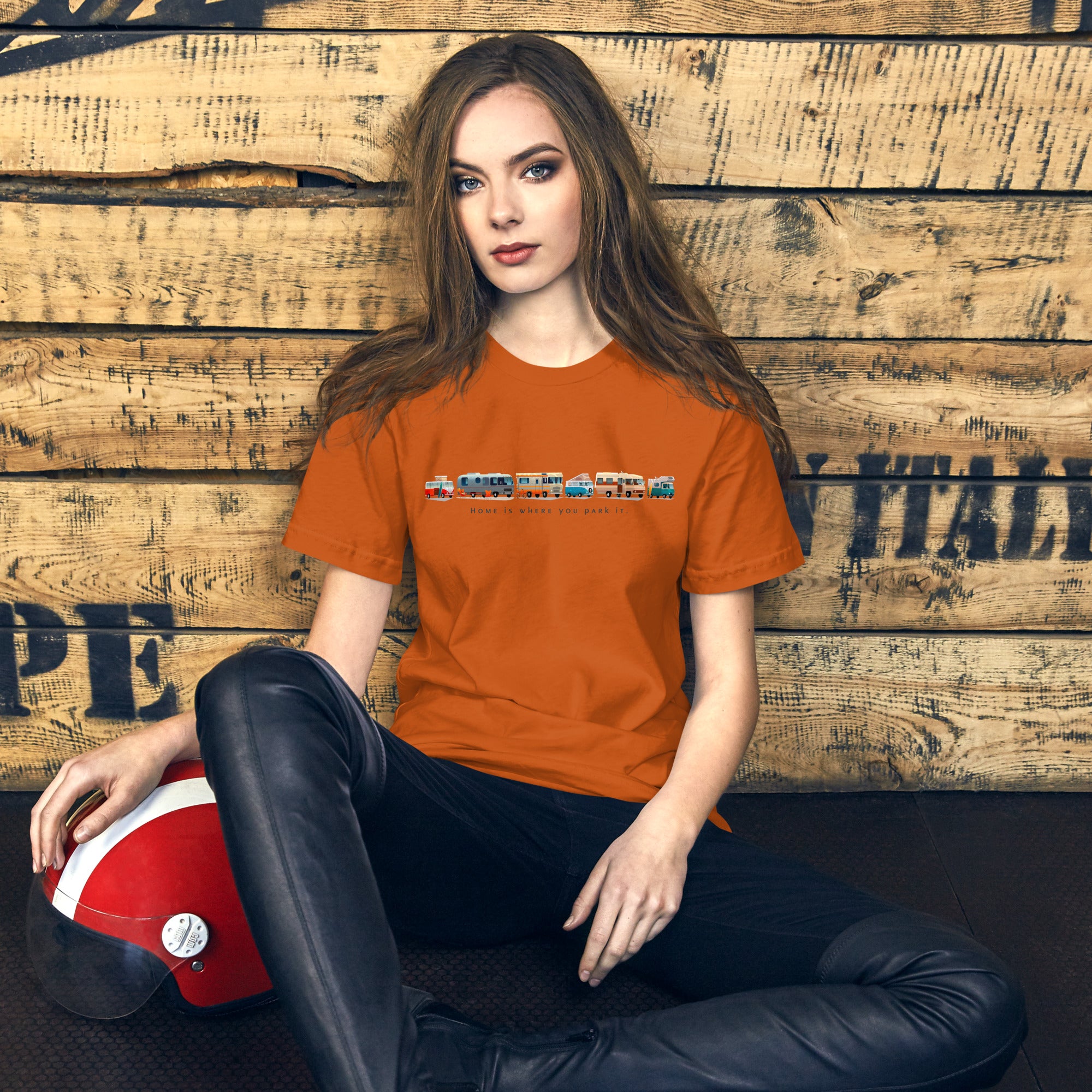 Unisex cotton t-shirt Vintage Campers on bright colors