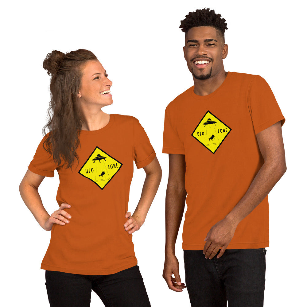 Unisex cotton t-shirt UFO Zone on bright colors