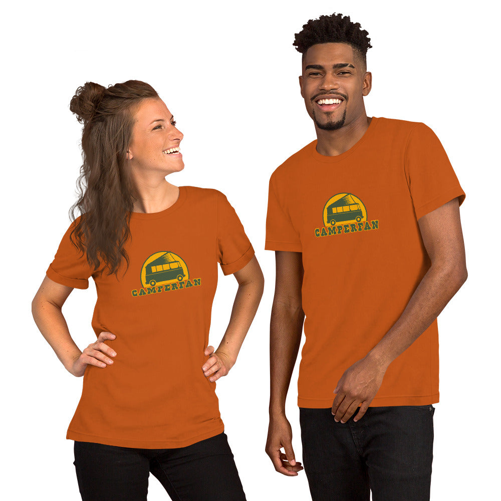 Unisex cotton t-shirt Camperfan on bright colors