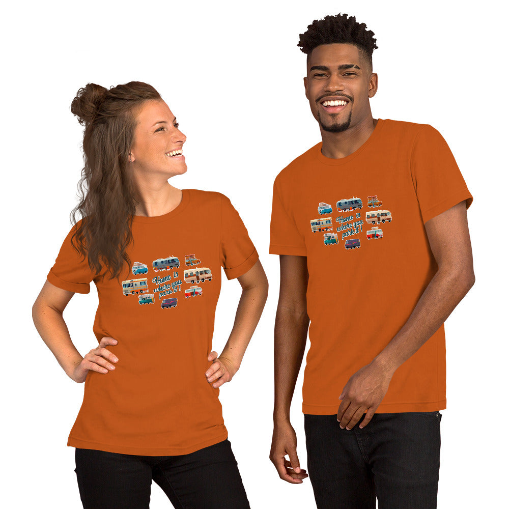 T-shirt en coton unisexe Square Vintage Campers sur couleurs vives