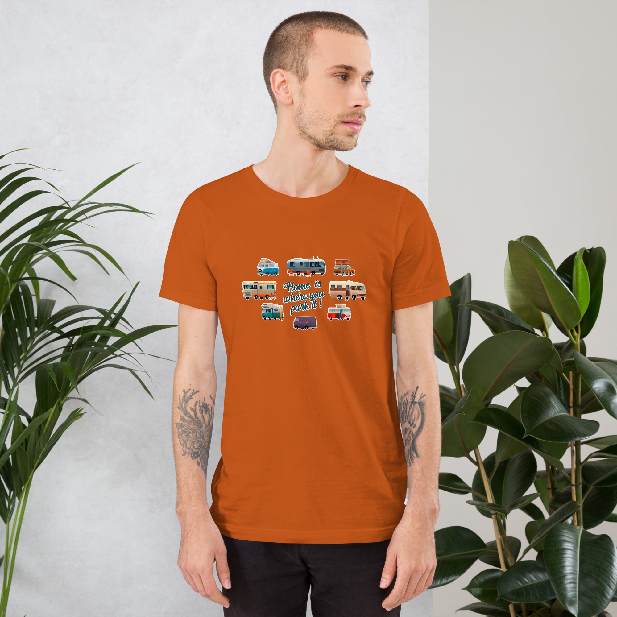 T-shirt en coton unisexe Square Vintage Campers sur couleurs vives