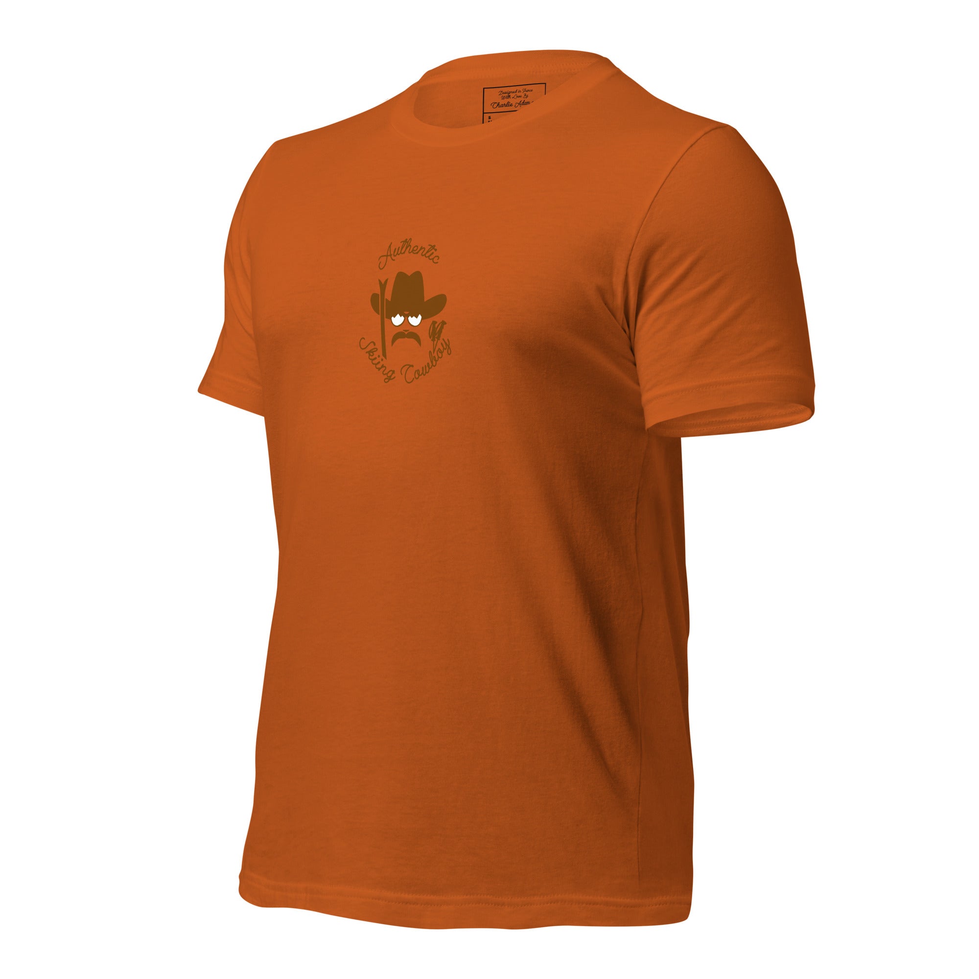 Unisex cotton t-shirt Authentic Skiing Cowboy on bright colors