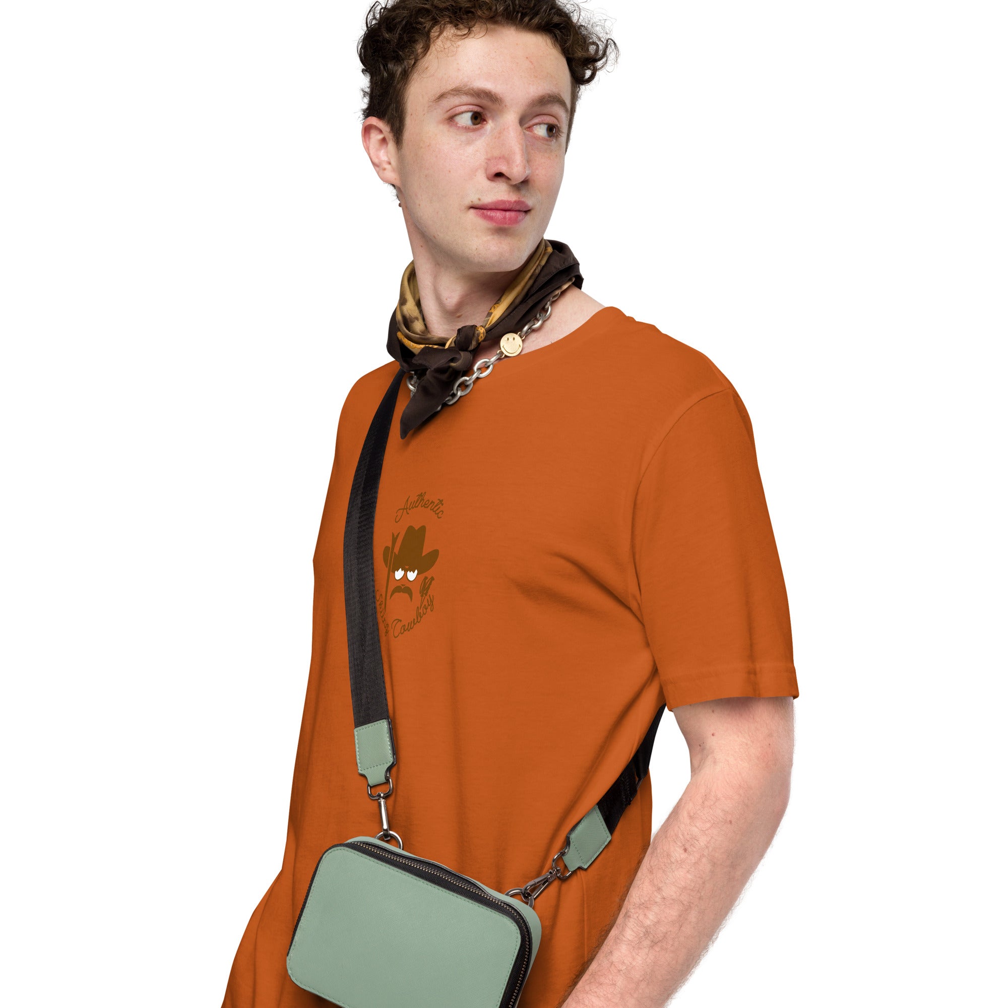 Unisex cotton t-shirt Authentic Skiing Cowboy on bright colors