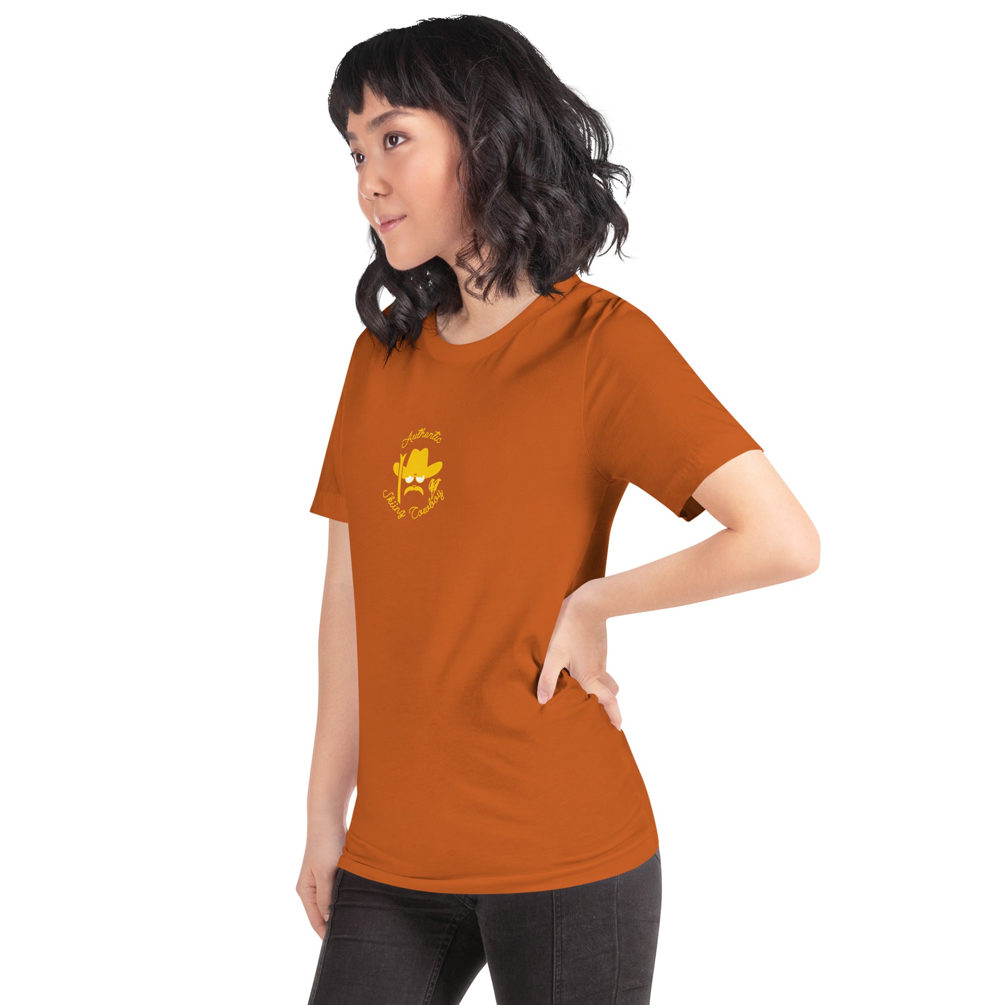 Unisex t-shirt Authentic Skiing Cowboy on bright colors