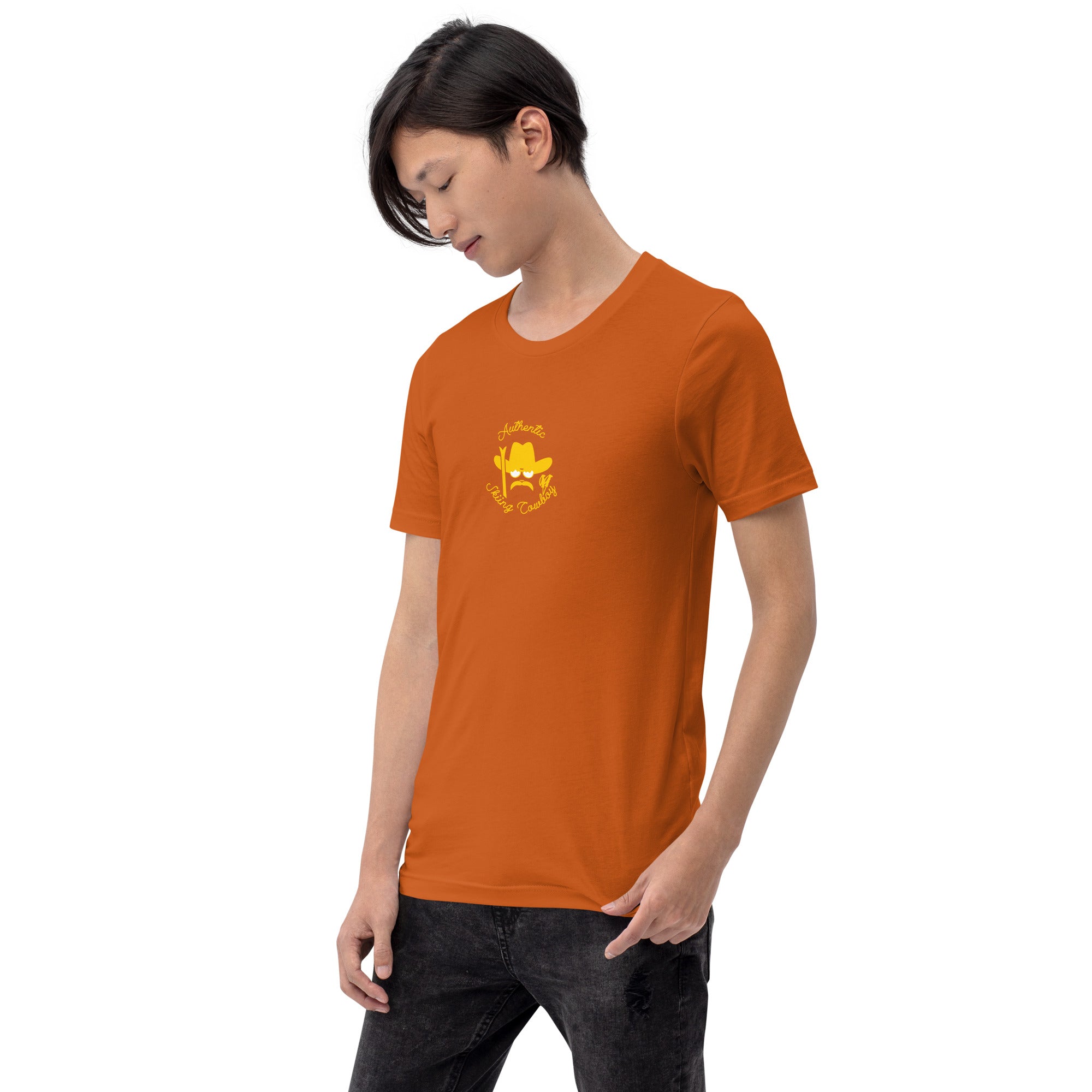 Unisex t-shirt Authentic Skiing Cowboy on bright colors
