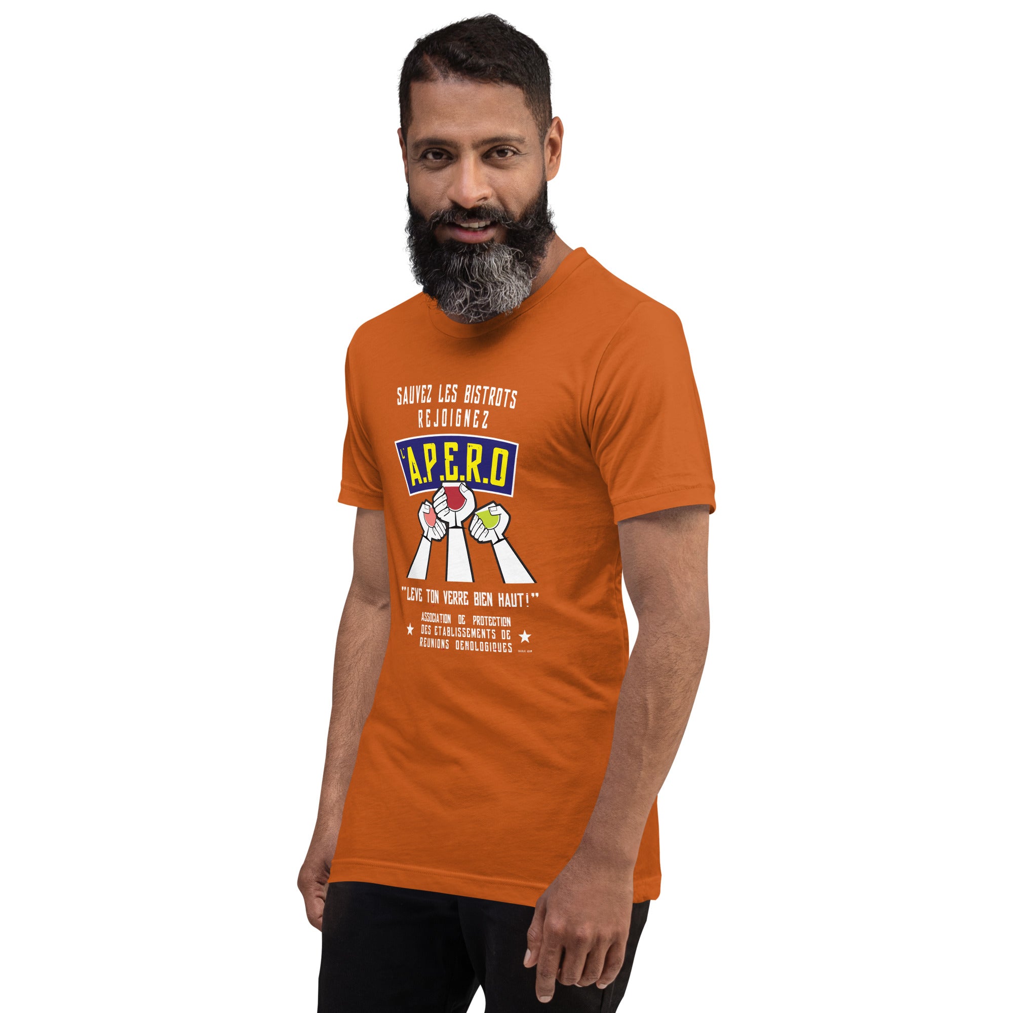 Unisex t-shirt Sauvez les Bistrots, rejoignez l'Apéro on bright colors