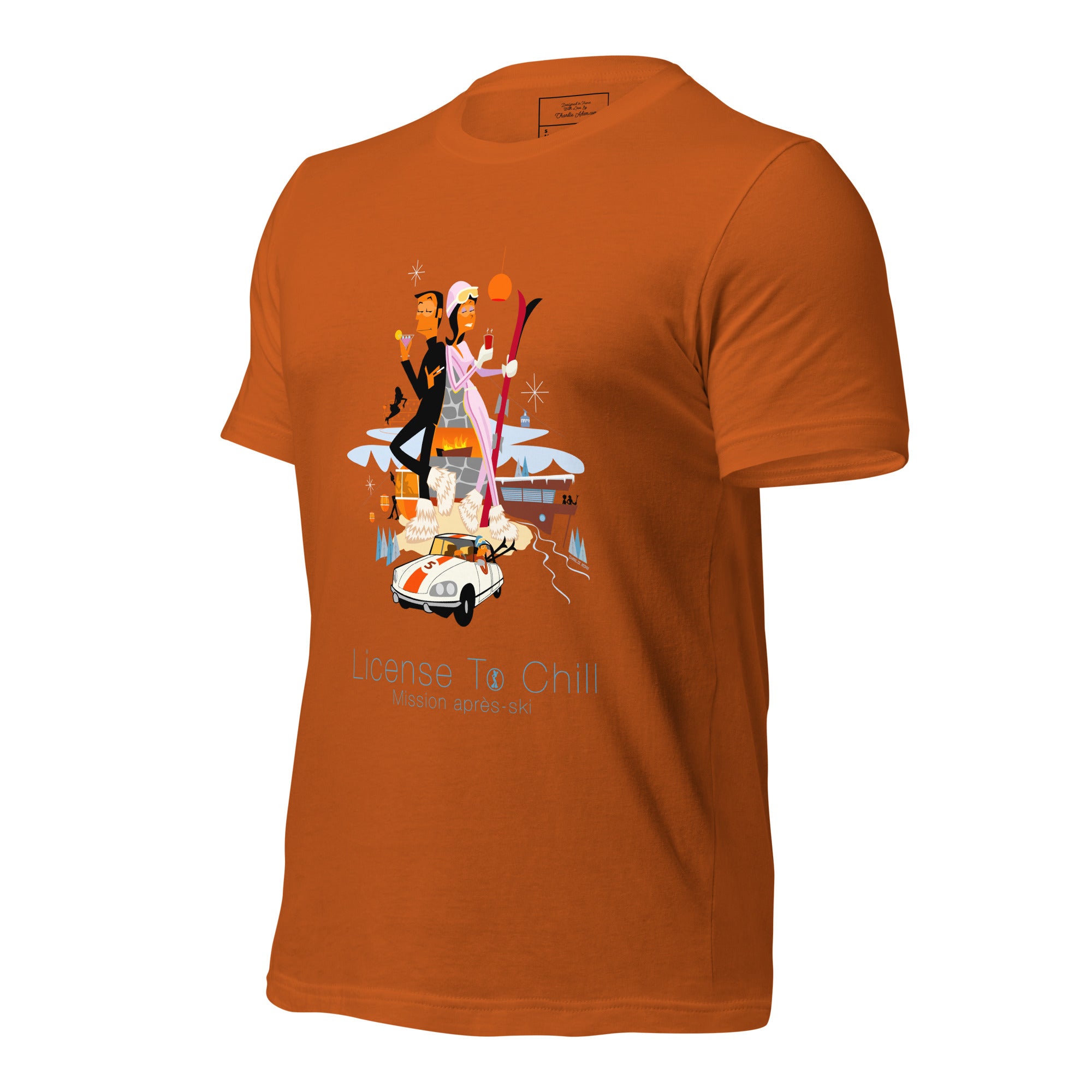 Unisex cotton t-shirt License to Chill Mission Après-Ski on bright colors