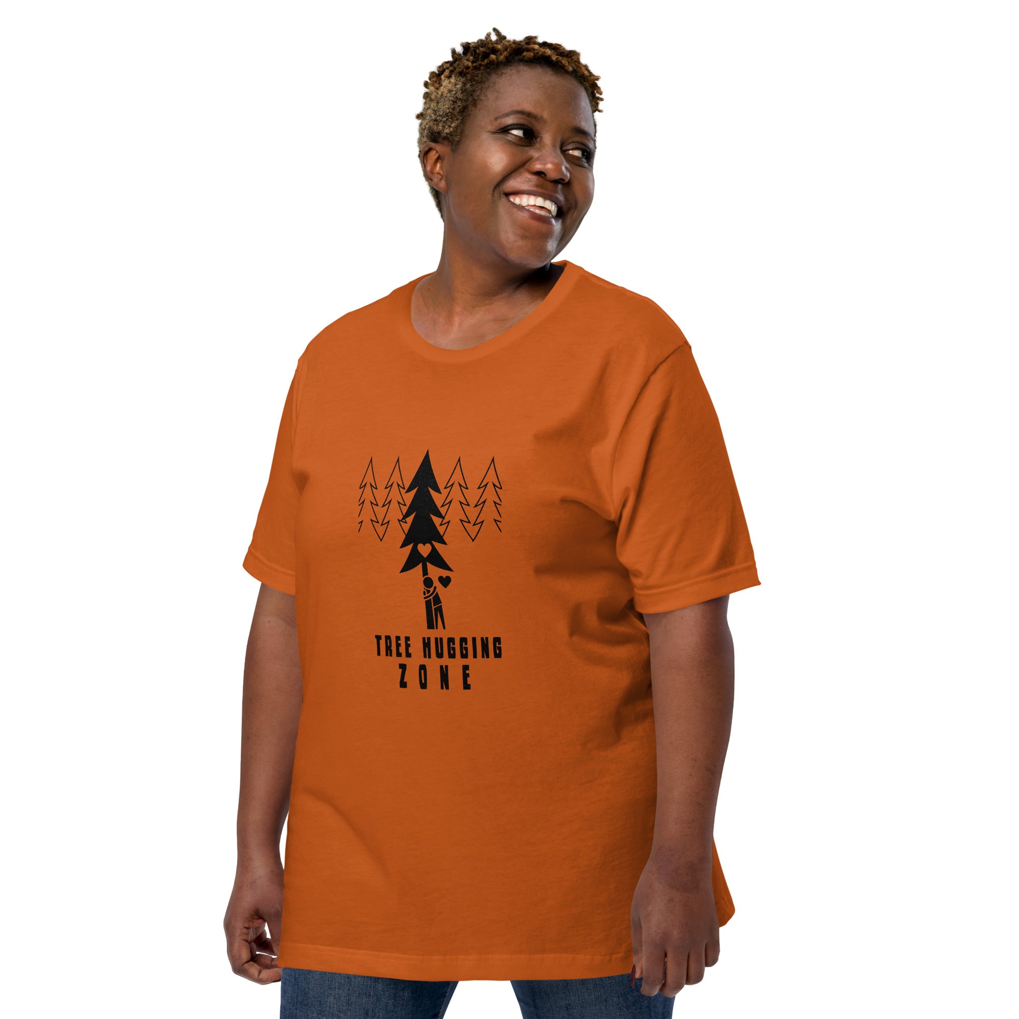 Unisex cotton t-shirt Tree hugging zone on bright colors