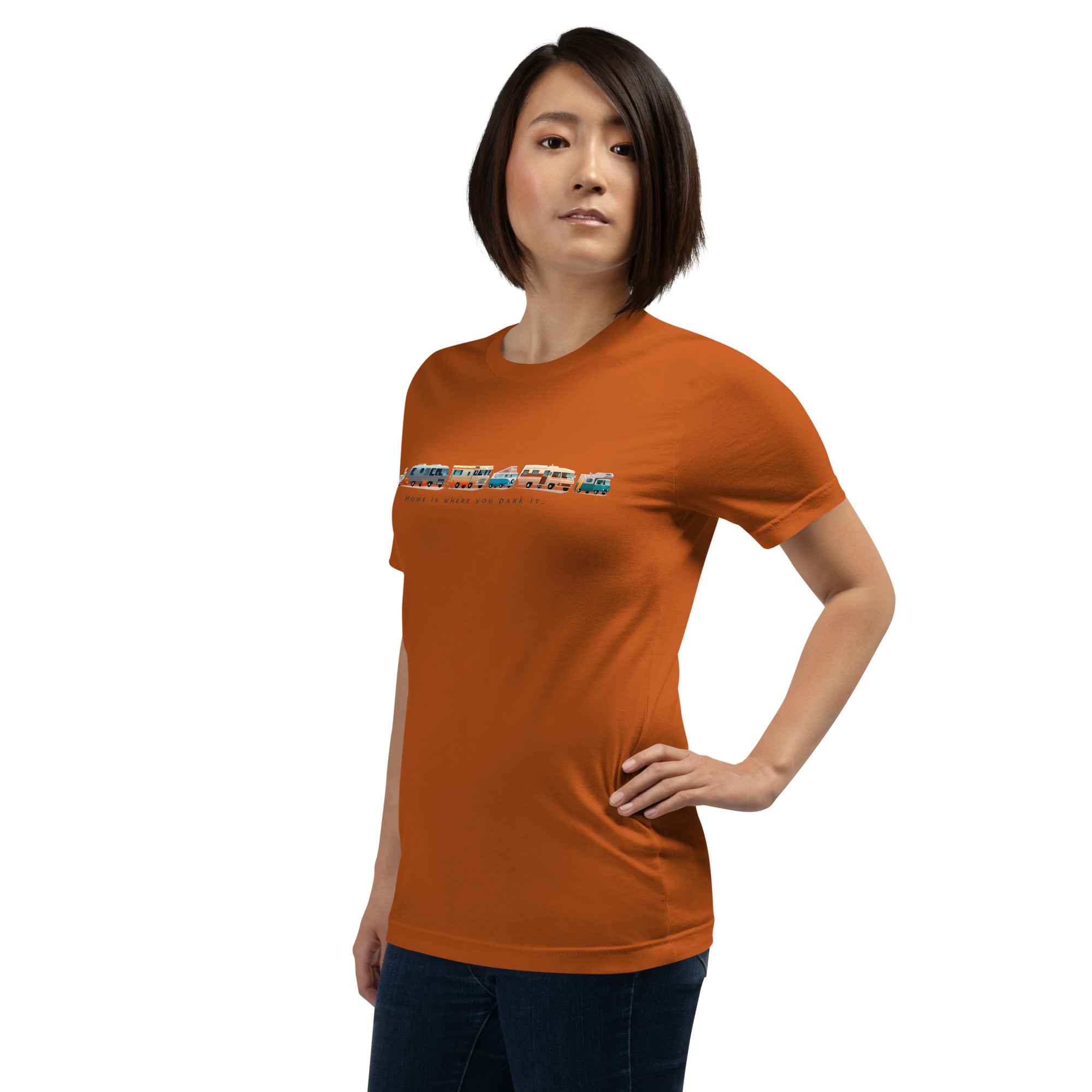 Unisex cotton t-shirt Vintage Campers on bright colors