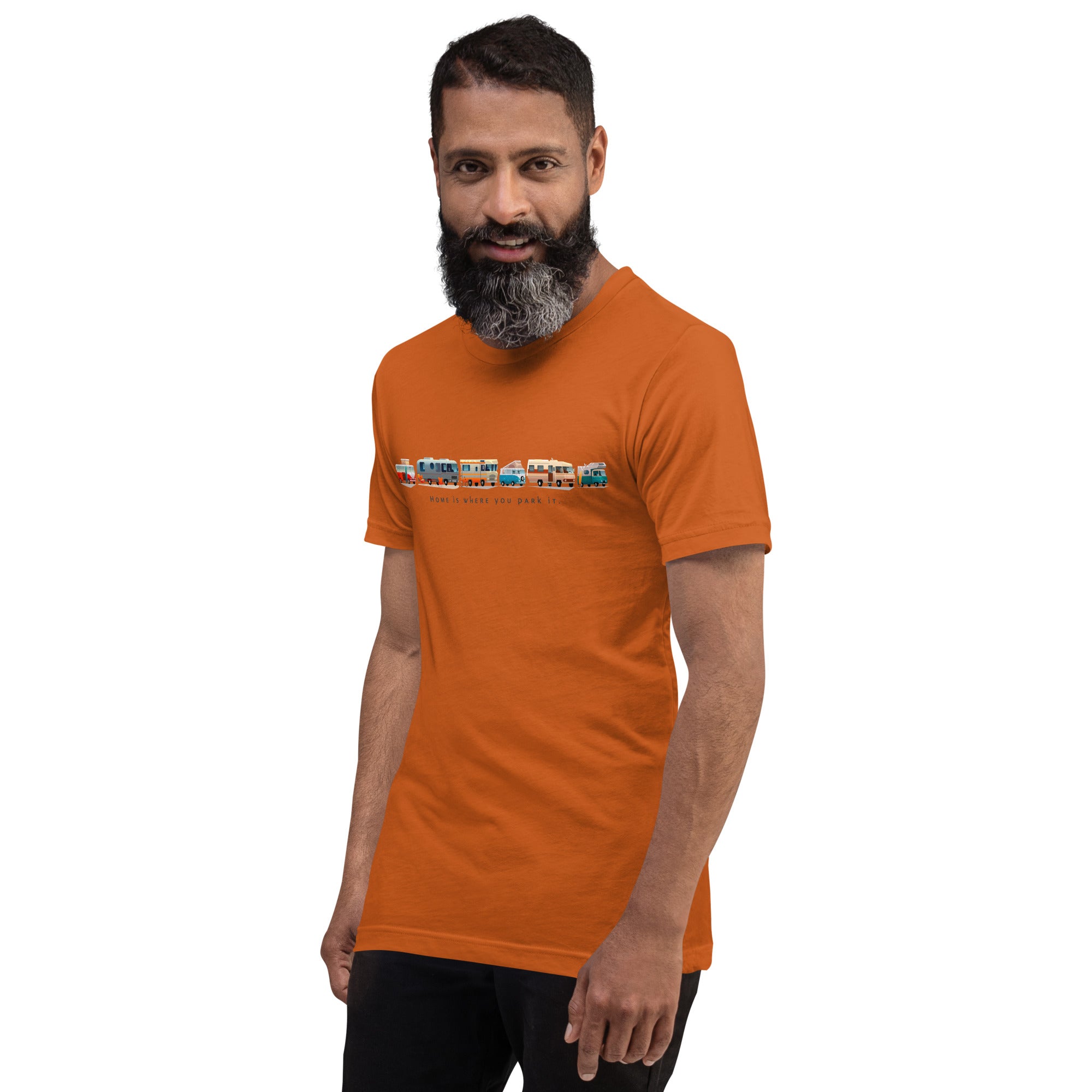 Unisex cotton t-shirt Vintage Campers on bright colors