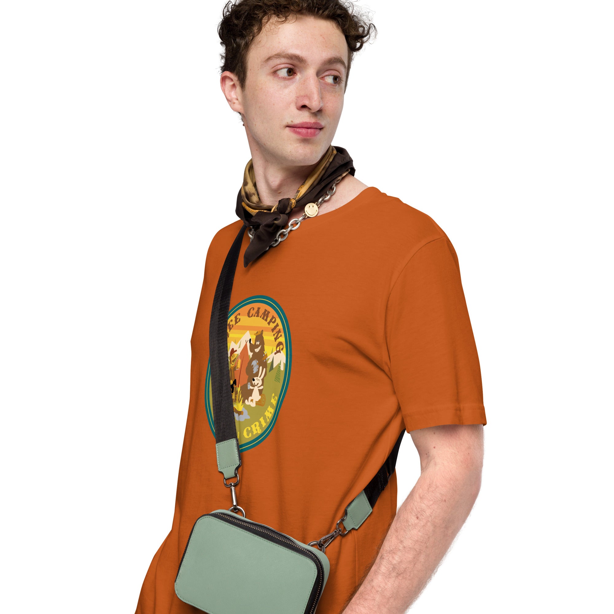 Unisex cotton t-shirt Free Camping is not a Crime on bright colors