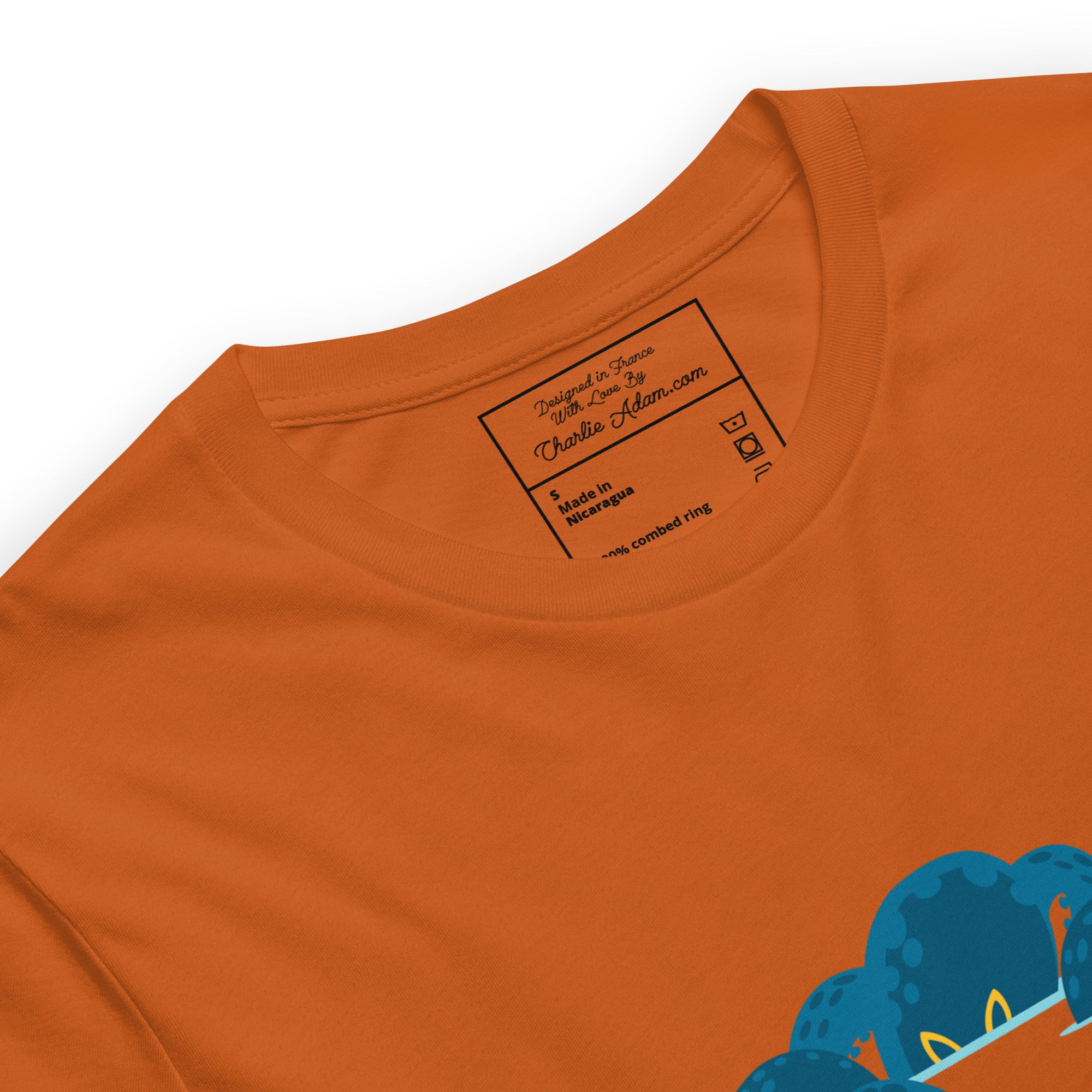 T-shirt en coton unisexe Octopus Blue sur couleurs vives