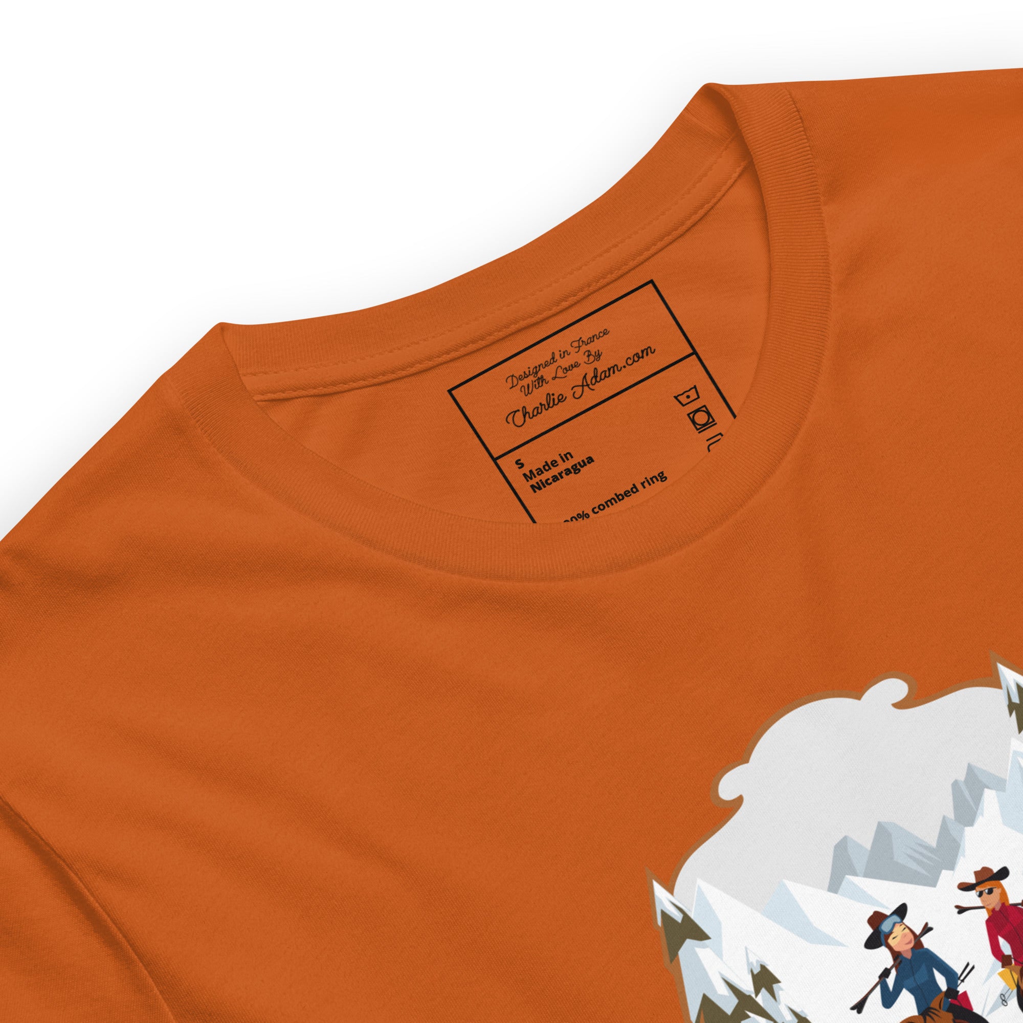 T-shirt en coton unisexe The Skiing Cowgirl sur couleurs vives