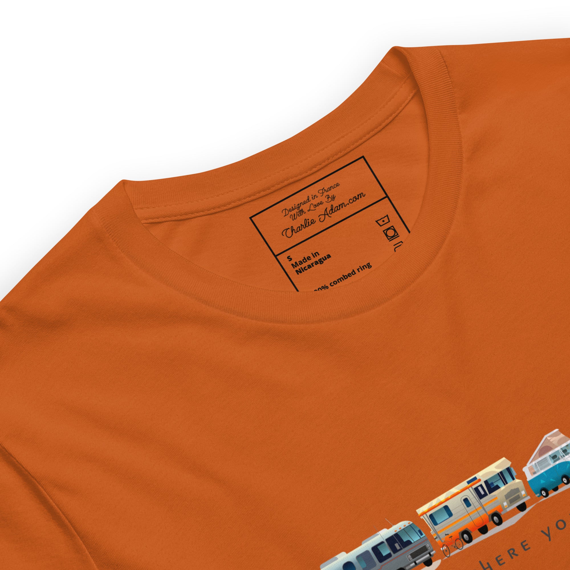 Unisex cotton t-shirt Vintage Campers on bright colors