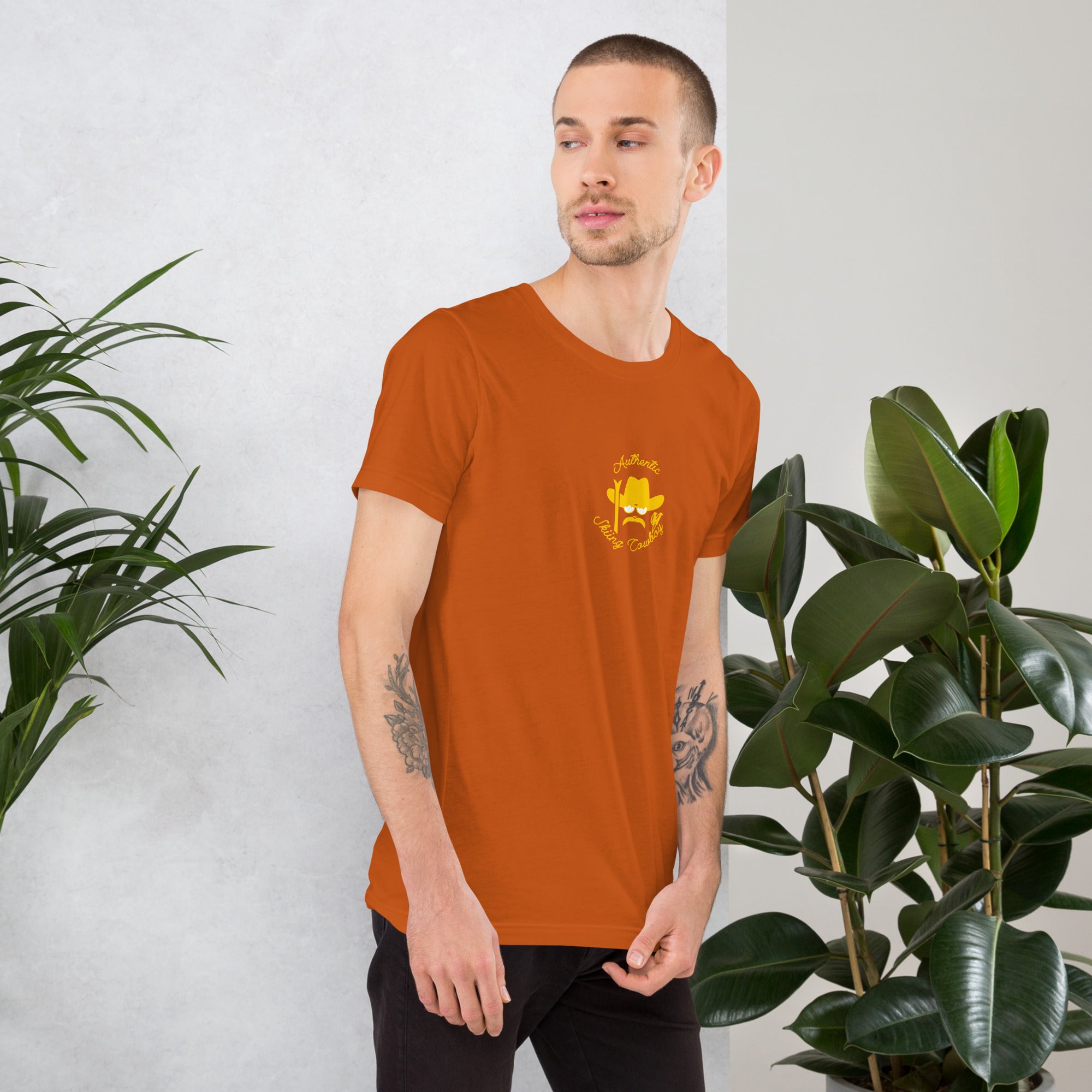 Unisex t-shirt Authentic Skiing Cowboy on bright colors
