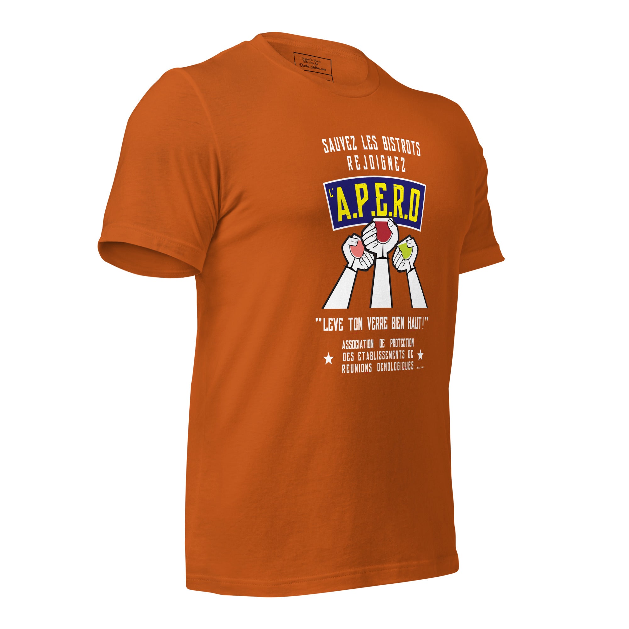 Unisex t-shirt Sauvez les Bistrots, rejoignez l'Apéro on bright colors