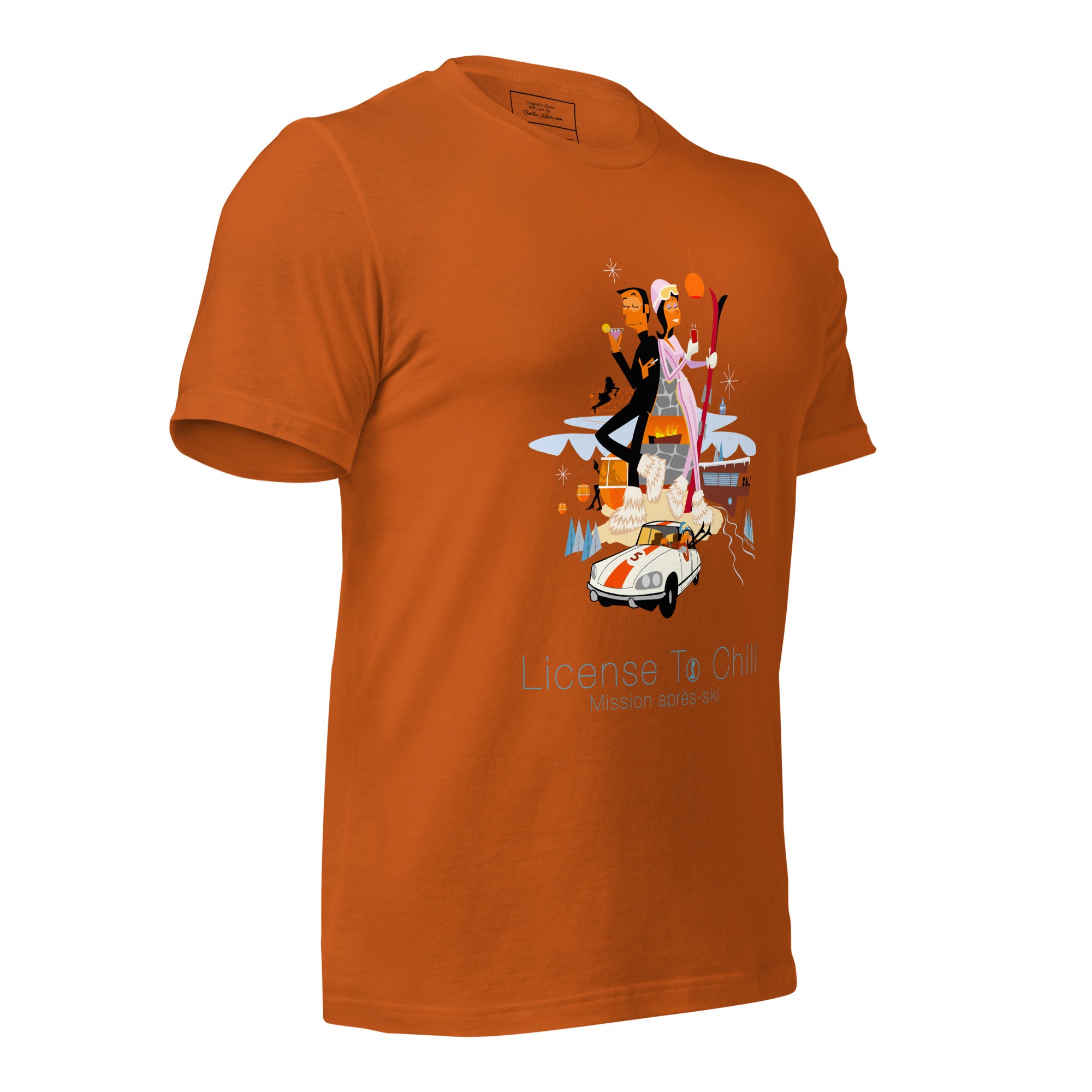 Unisex cotton t-shirt License to Chill Mission Après-Ski on bright colors